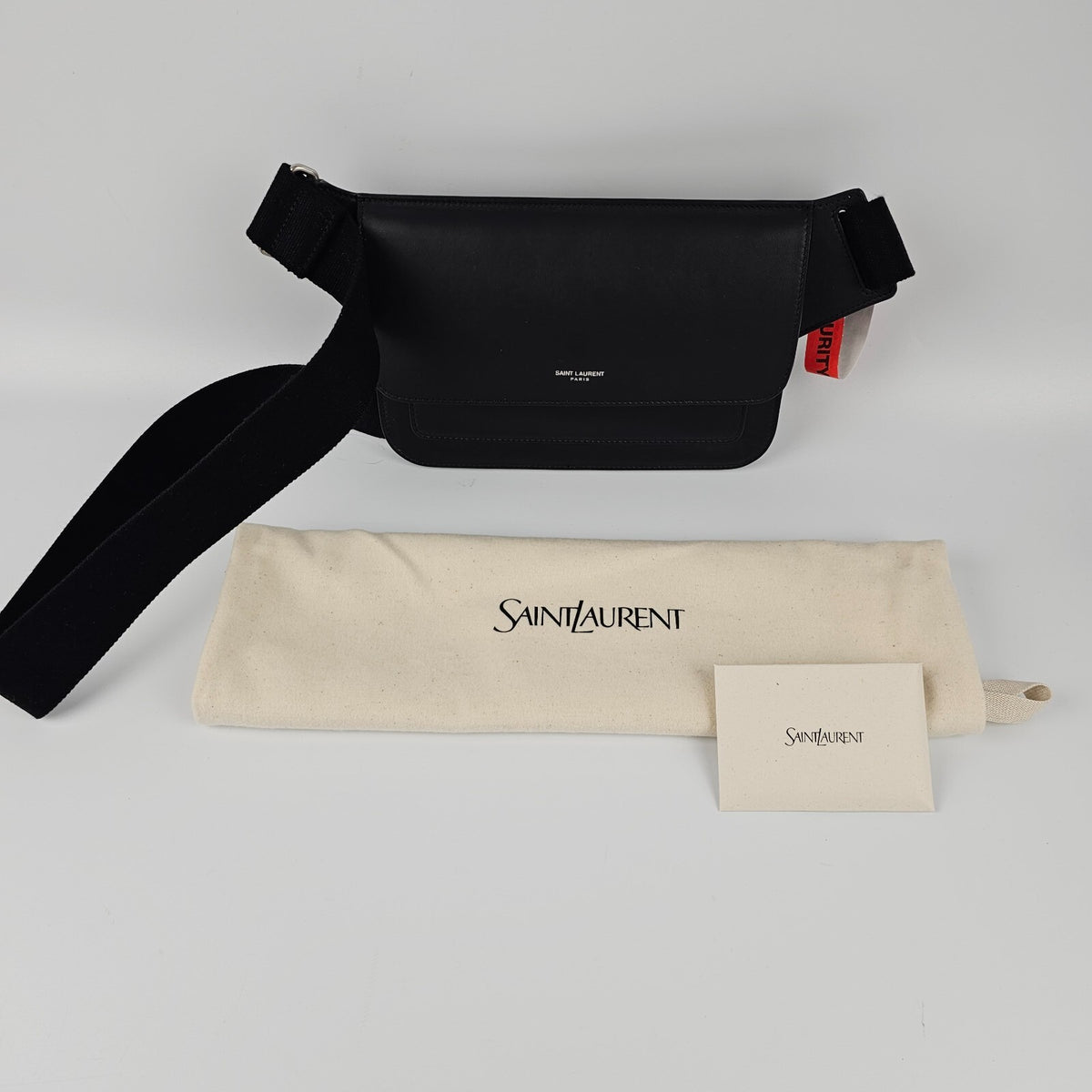 SAINT LAURENT $1450 Black Leather Belt Bag New & Authentic