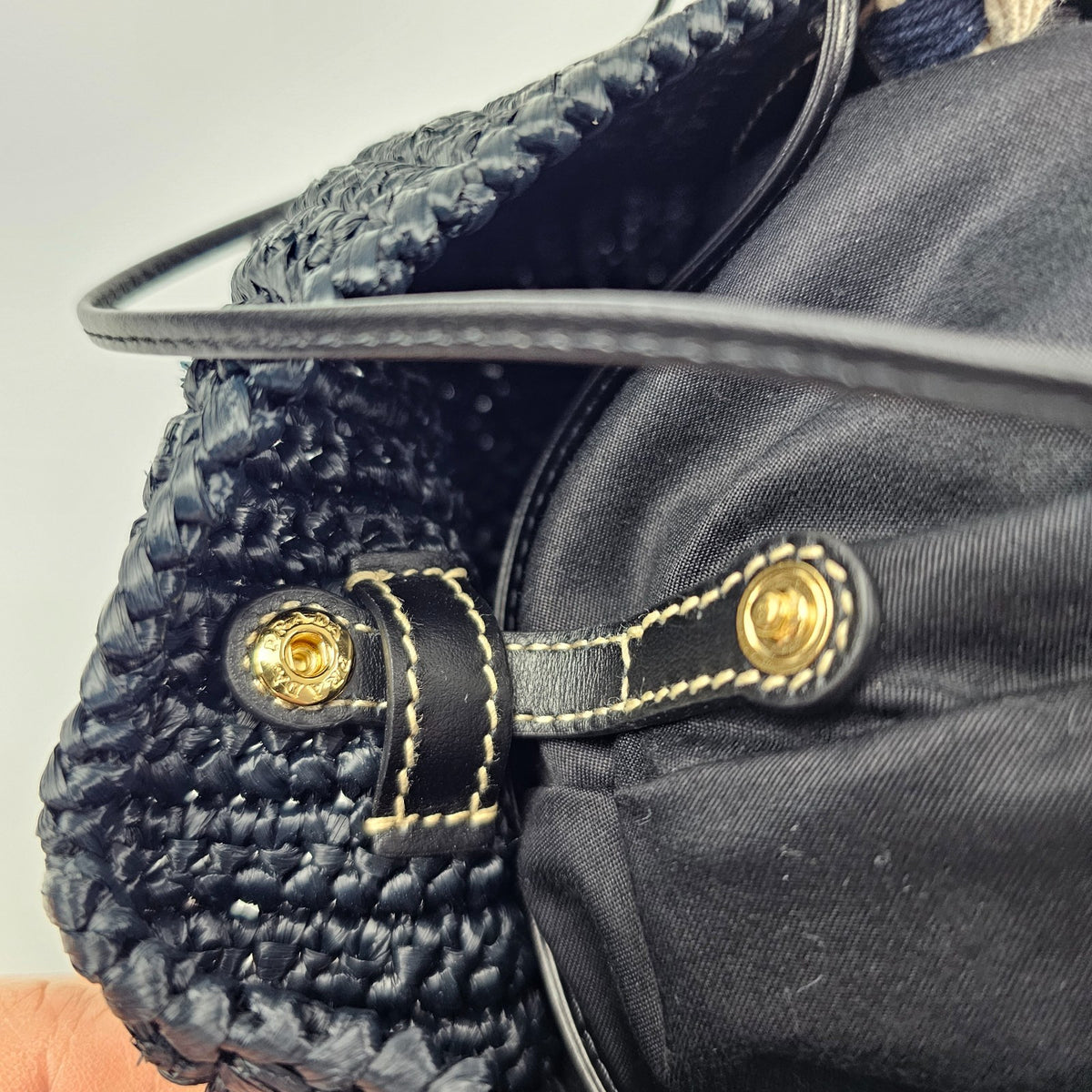 PRADA Small Basket Black Raffia Top Handle Bag New And Authentic