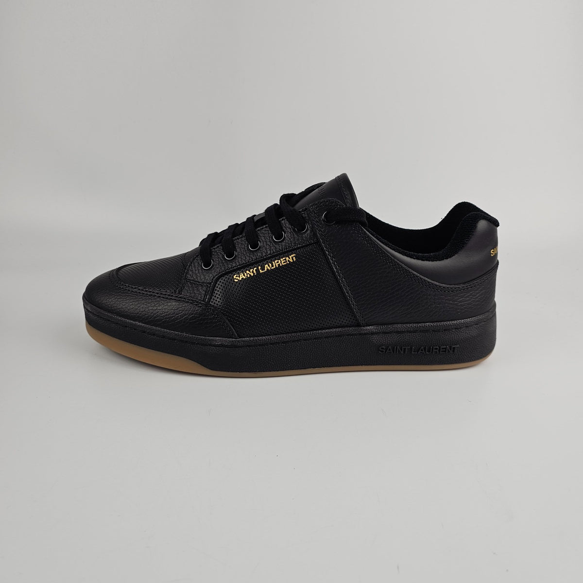 SAINT LAURENT SL/61 $880 Black Perforated Leather Sneakers New And Authentic