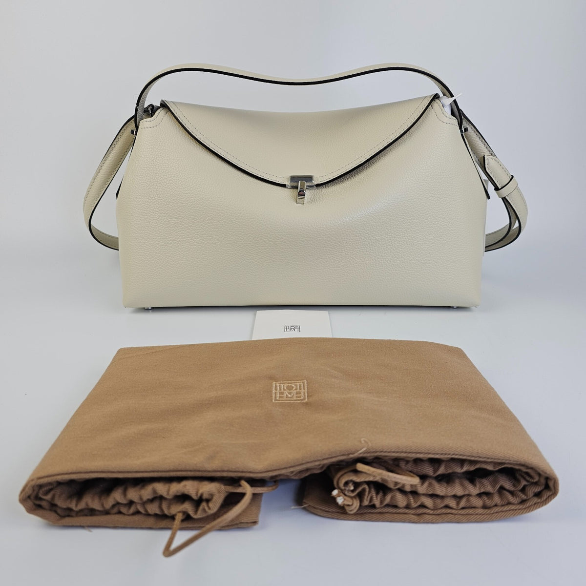 TOTEME T-Lock Milk White Leather Top Handle Bag New