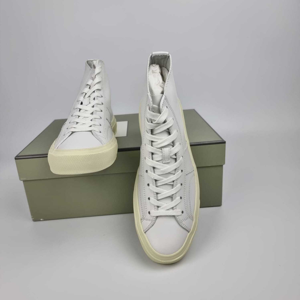 TOM FORD Cambridge White Leather High Top Sneakers New Size US 10 EU 43