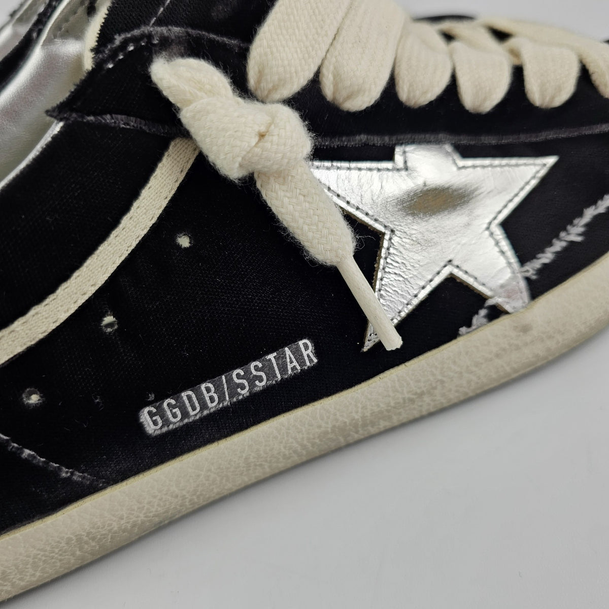 GOLDEN GOOSE Men's Super Star Black/Silver Sneakers New