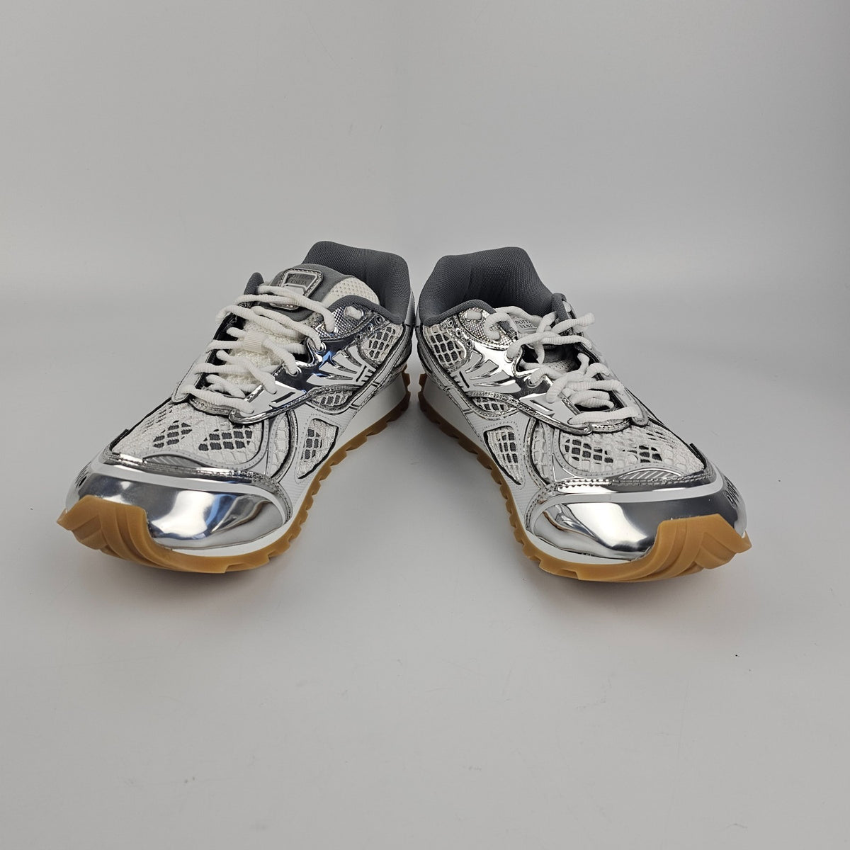 BOTTEGA VENETA Men's Orbit Silver/Optic White Sneakers New & Authentic