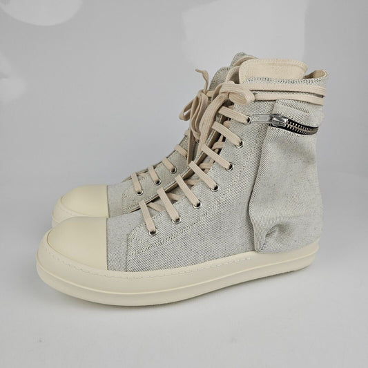 RICK OWENS DRKSHDW Ramones Cargo Melange/Milk High Top Sneakers New Size 42.5