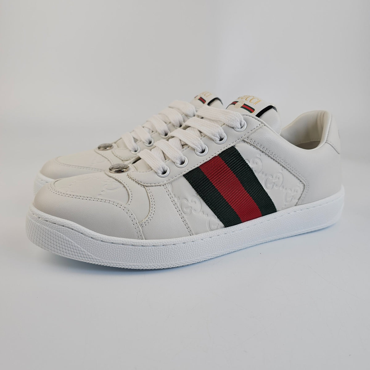 GUCCI Screener Women's White Leather Low Top Sneakers New