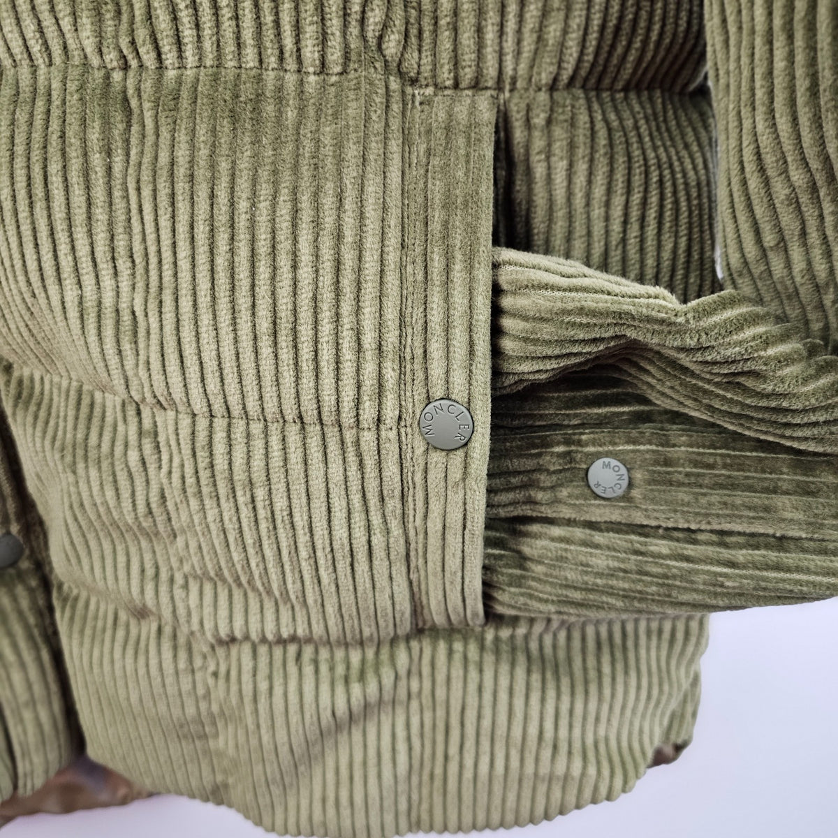 MONCLER GRENOBLE Gelt $1995 Green Corduroy Shirt Down Jacket New