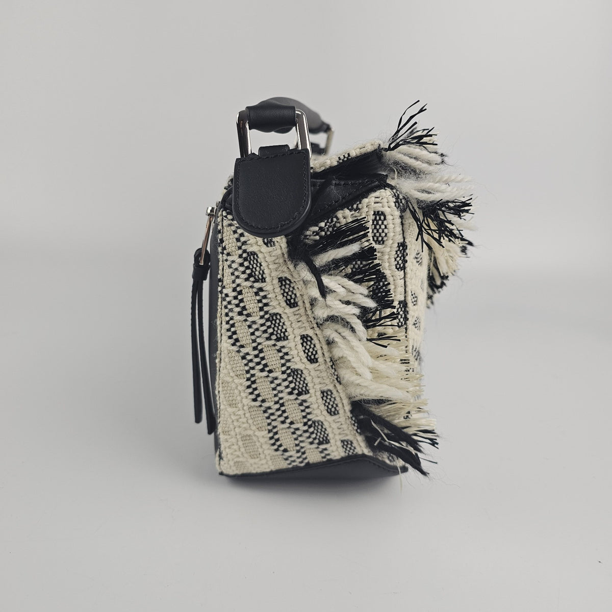 LOEWE Puzzle Small $5150 Black/White Woven Top Handle Bag New & Authentic