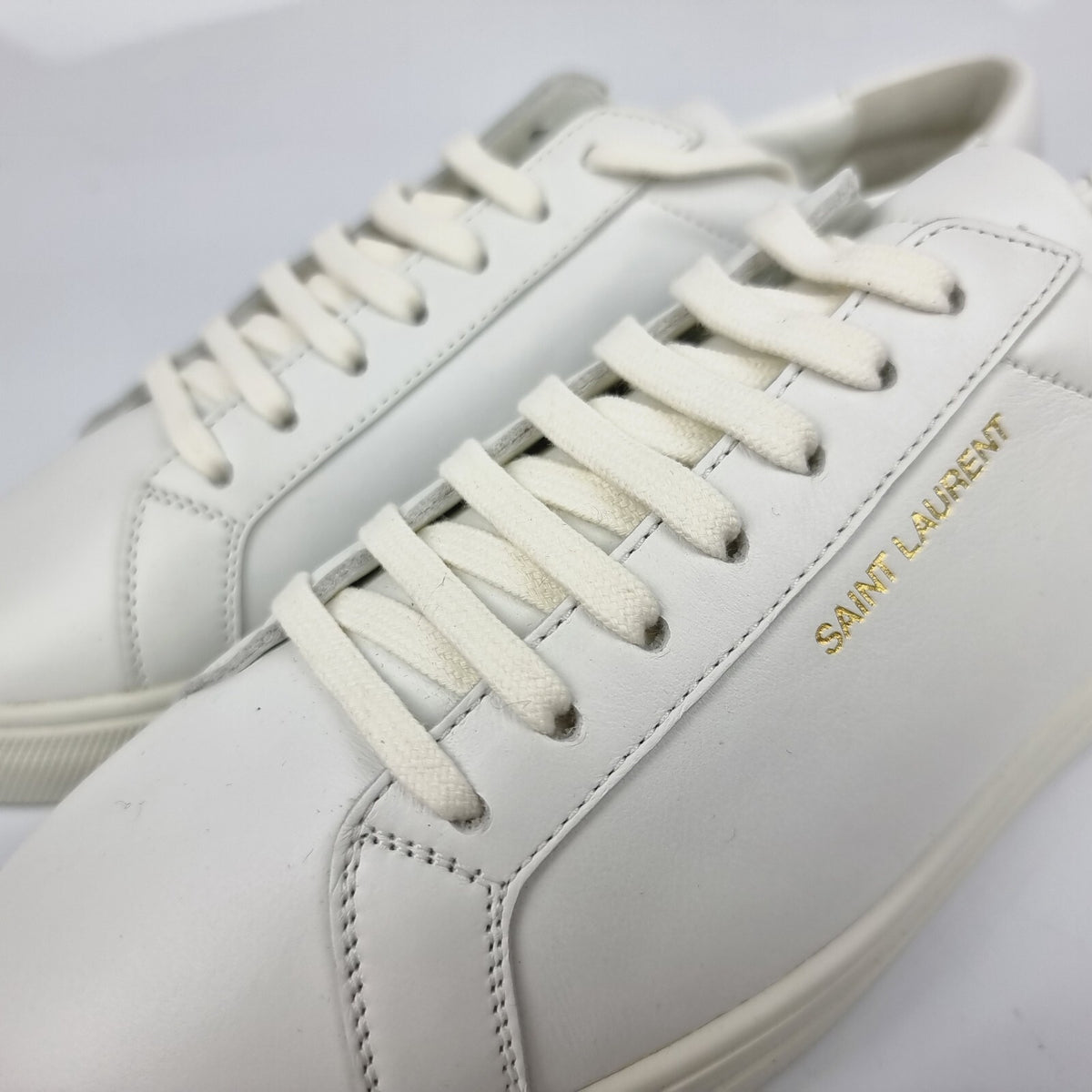SAINT LAURENT White Andy Low Top Sneakers New