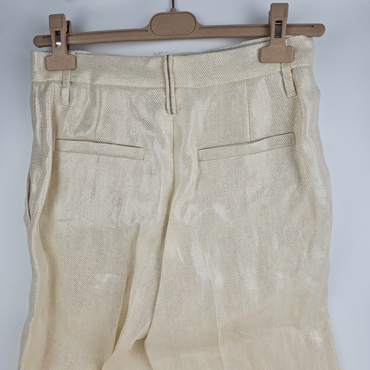 BRUNELLO CUCINELLI Panama/Platinum  Linen Trousers New & Authentic