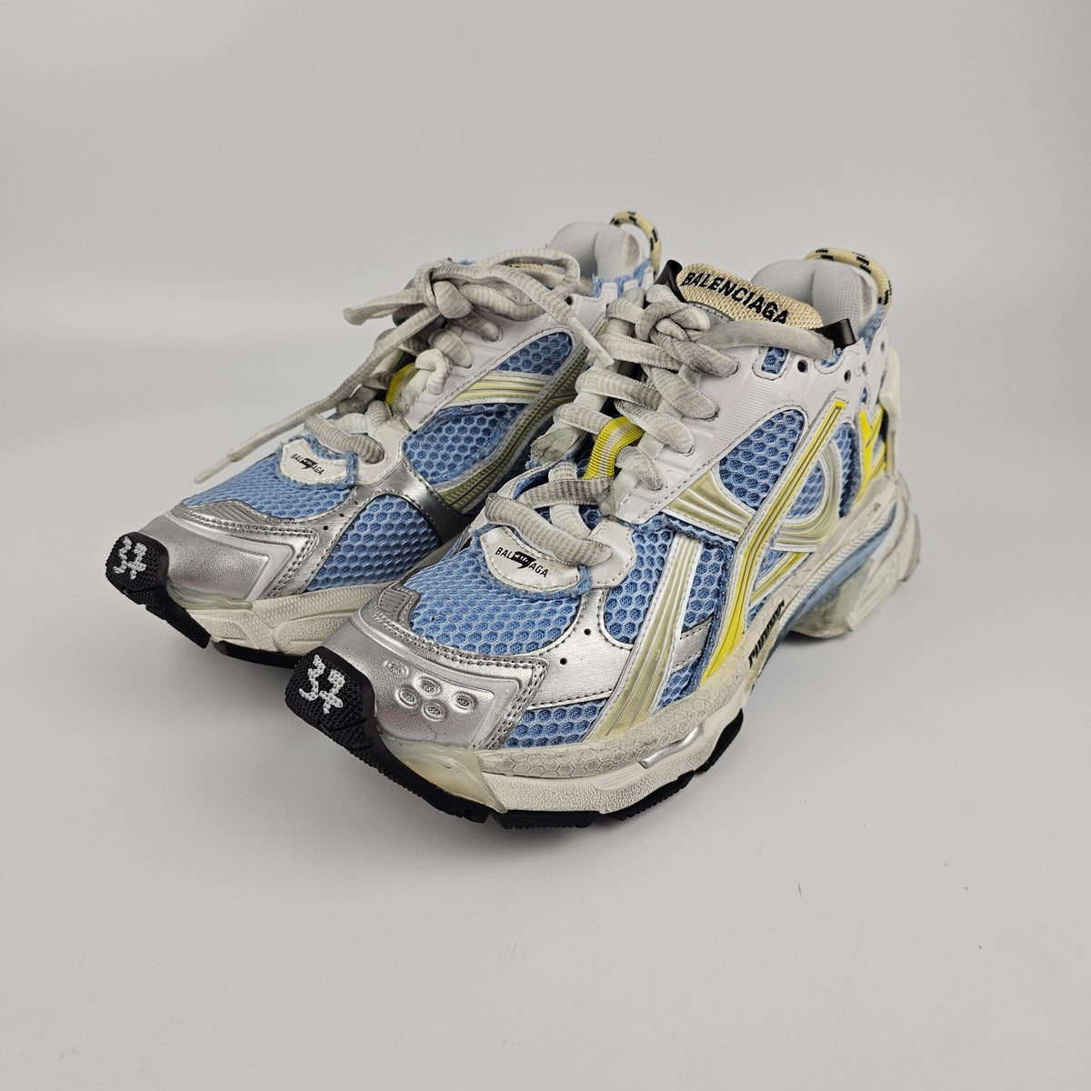 BALENCIAGA Runner $1190 Women's Blue/Yellow/White Sneakers New & Authentic
