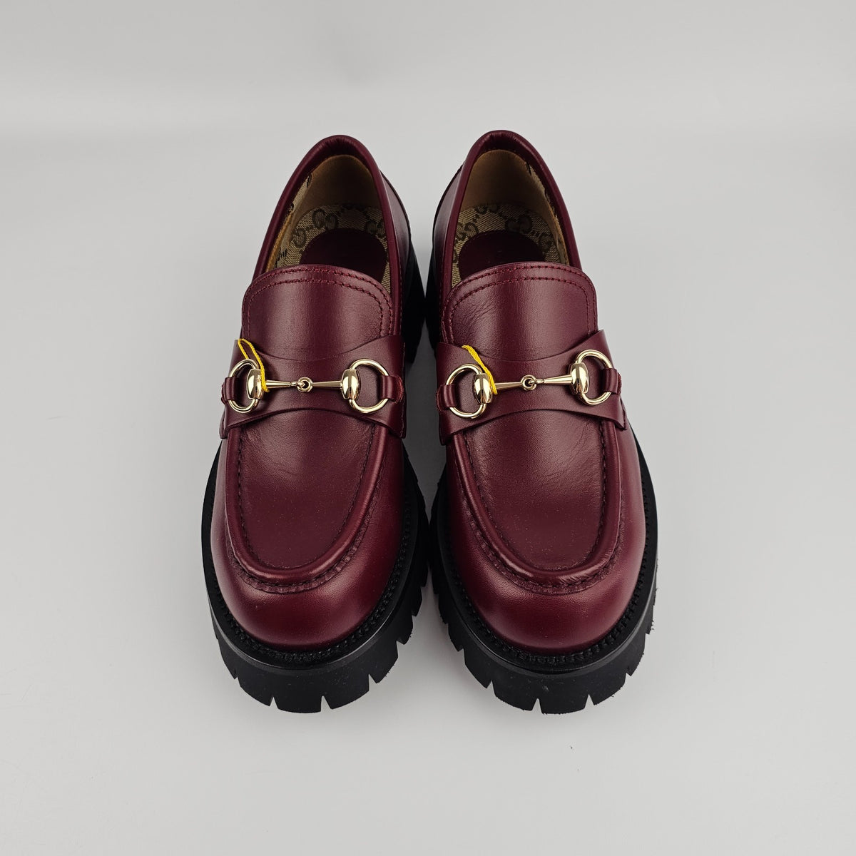 GUCCI $1220 Women's Rosso Ancora Red Lug Sole With Horsebit Loafers New