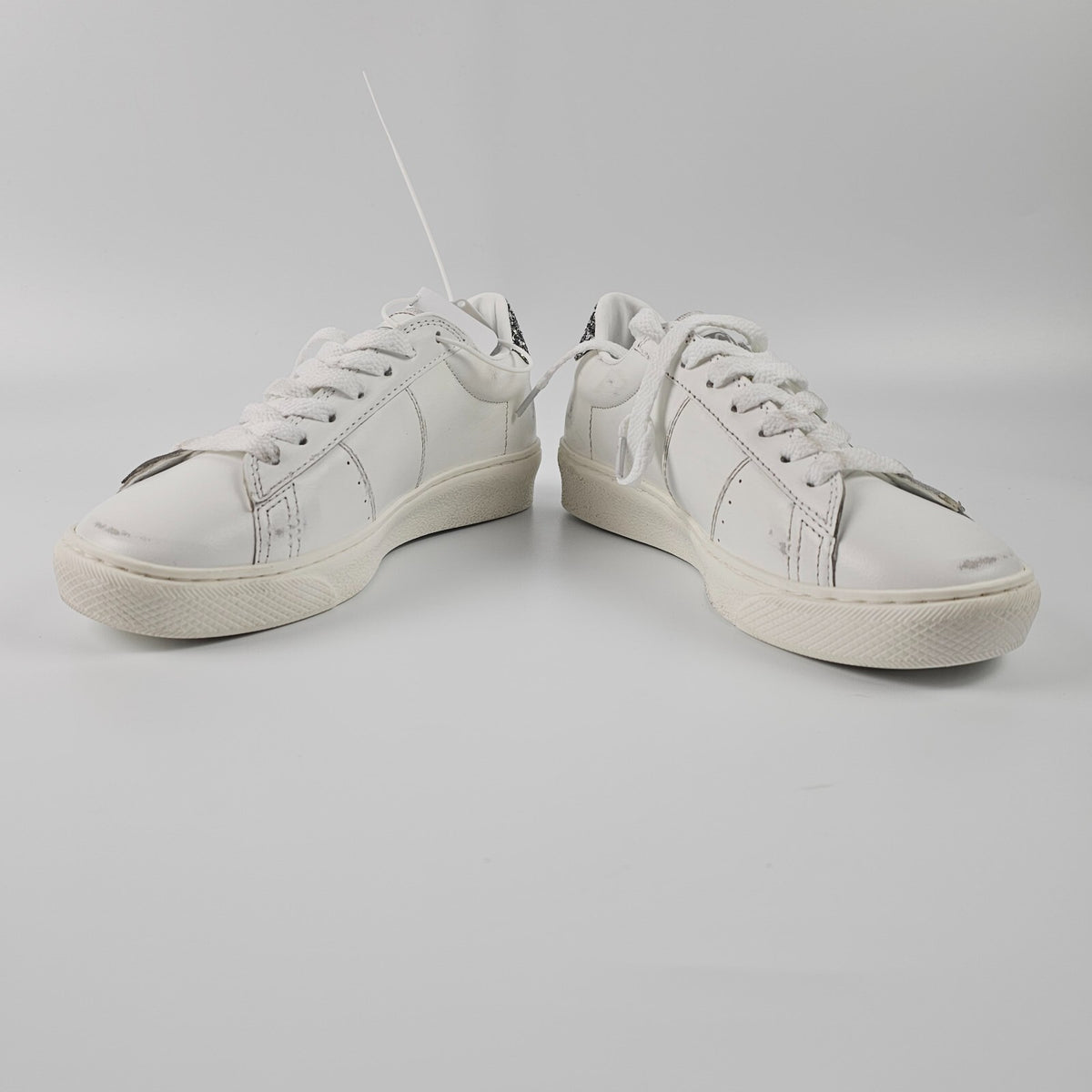 GOLDEN GOOSE Match Star Women's White/Silver Leather Low Top Sneakers New