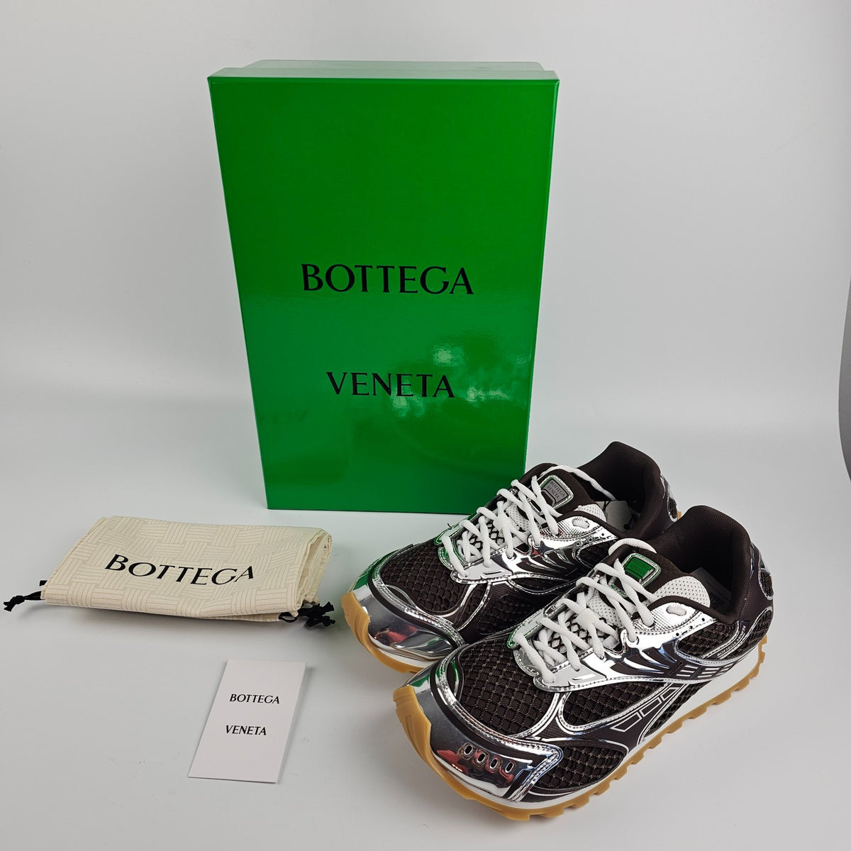 BOTTEGA VENETA Men's Orbit Fondant/Silver Sneakers New & Authentic