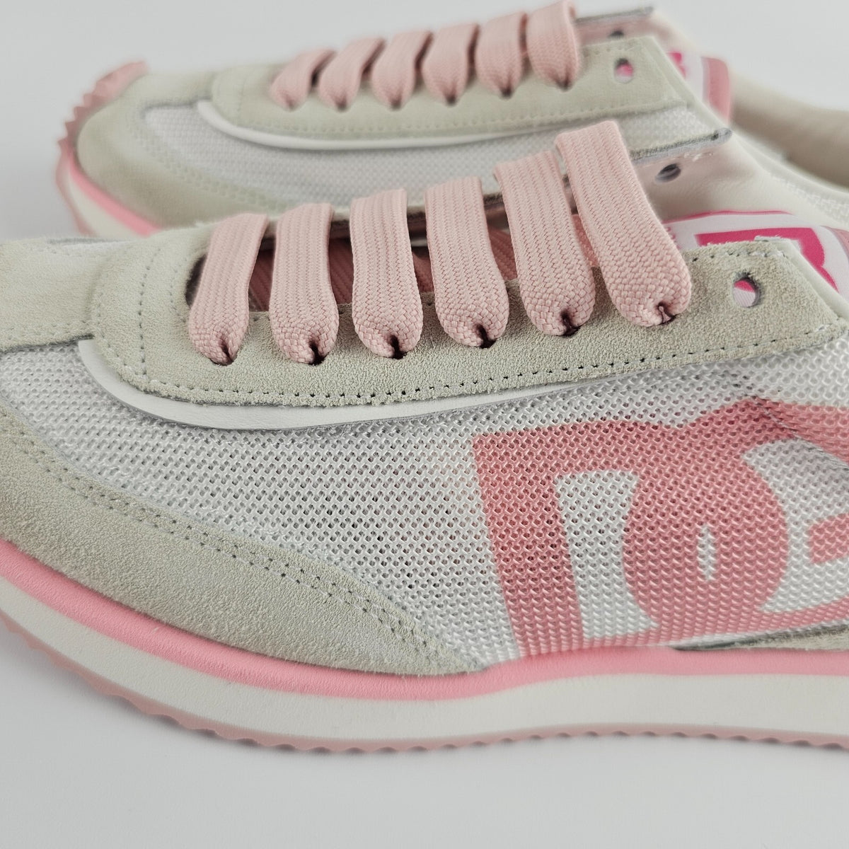 DOLCE&GABBANA DG Cushion $495 White/Pink Mixed-Material Sneakers New