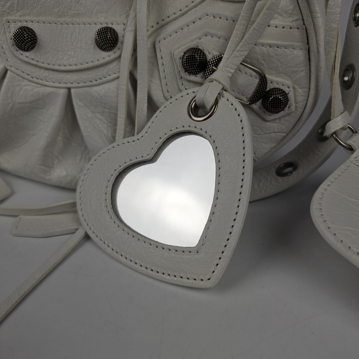 BALENCIAGA XS Le Cagole Optic White Leather Shoulder Bag New