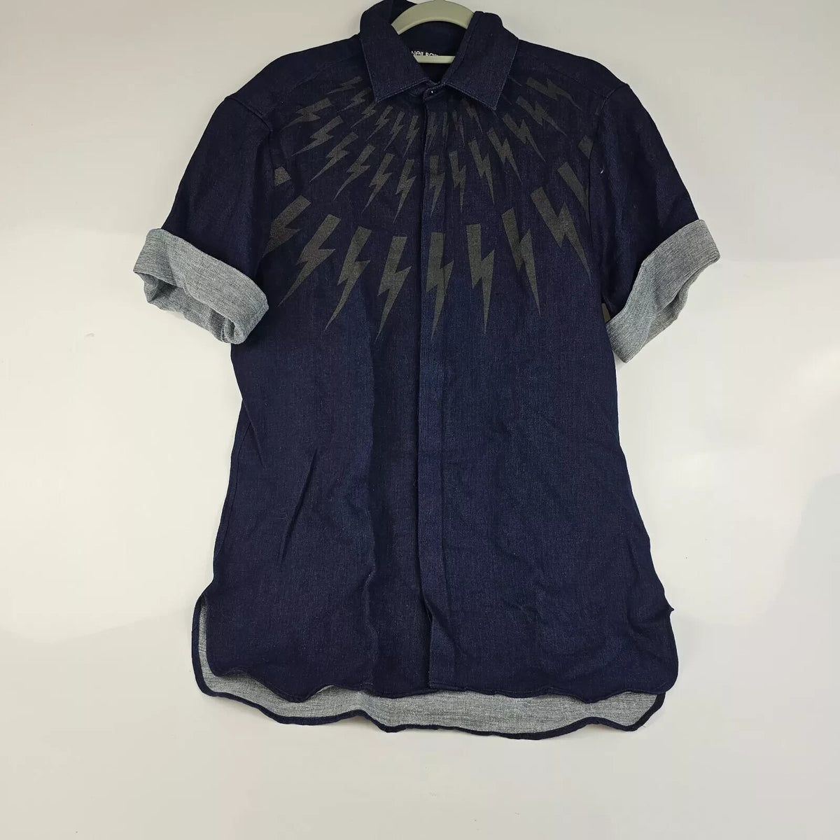 Neil Barrett Blue Flashes Double Weave Shirt New IT38