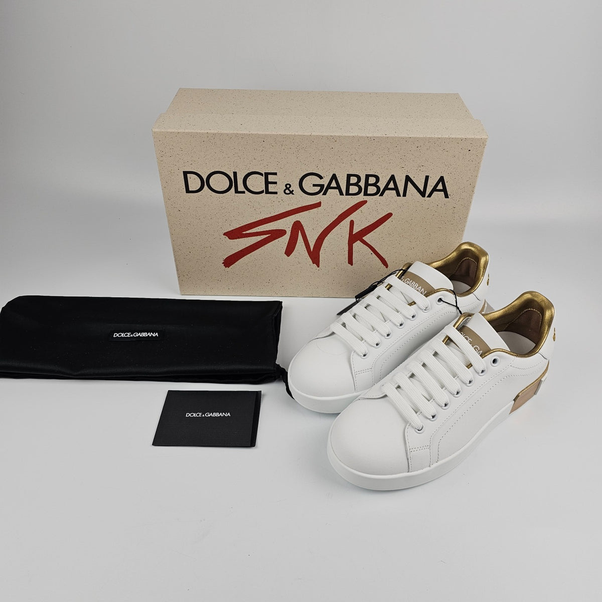 DOLCE&GABBANA Portofino White Leather Sneakers New & Authentic