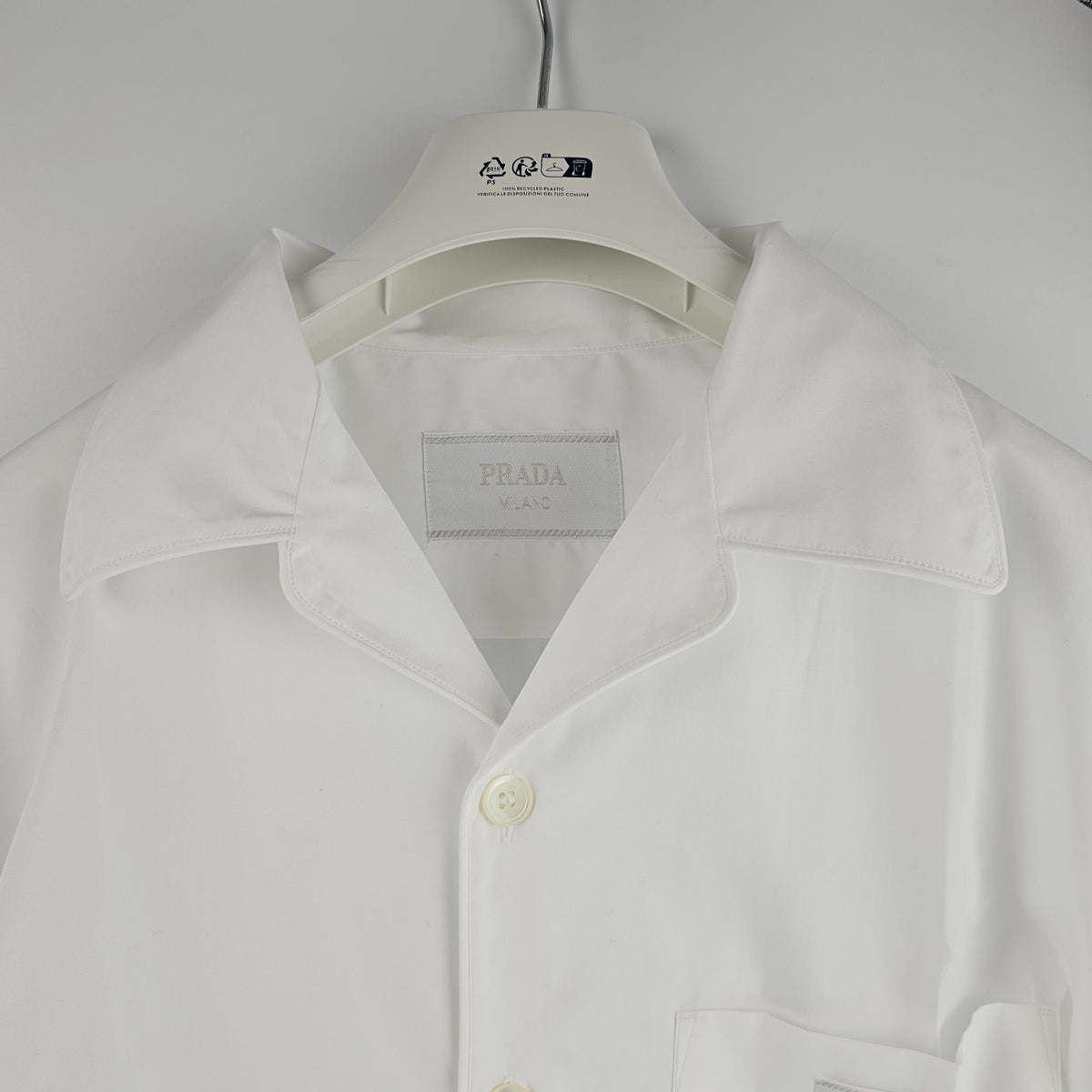 PRADA White Cotton Short Sleeve Shirt New And Authentic