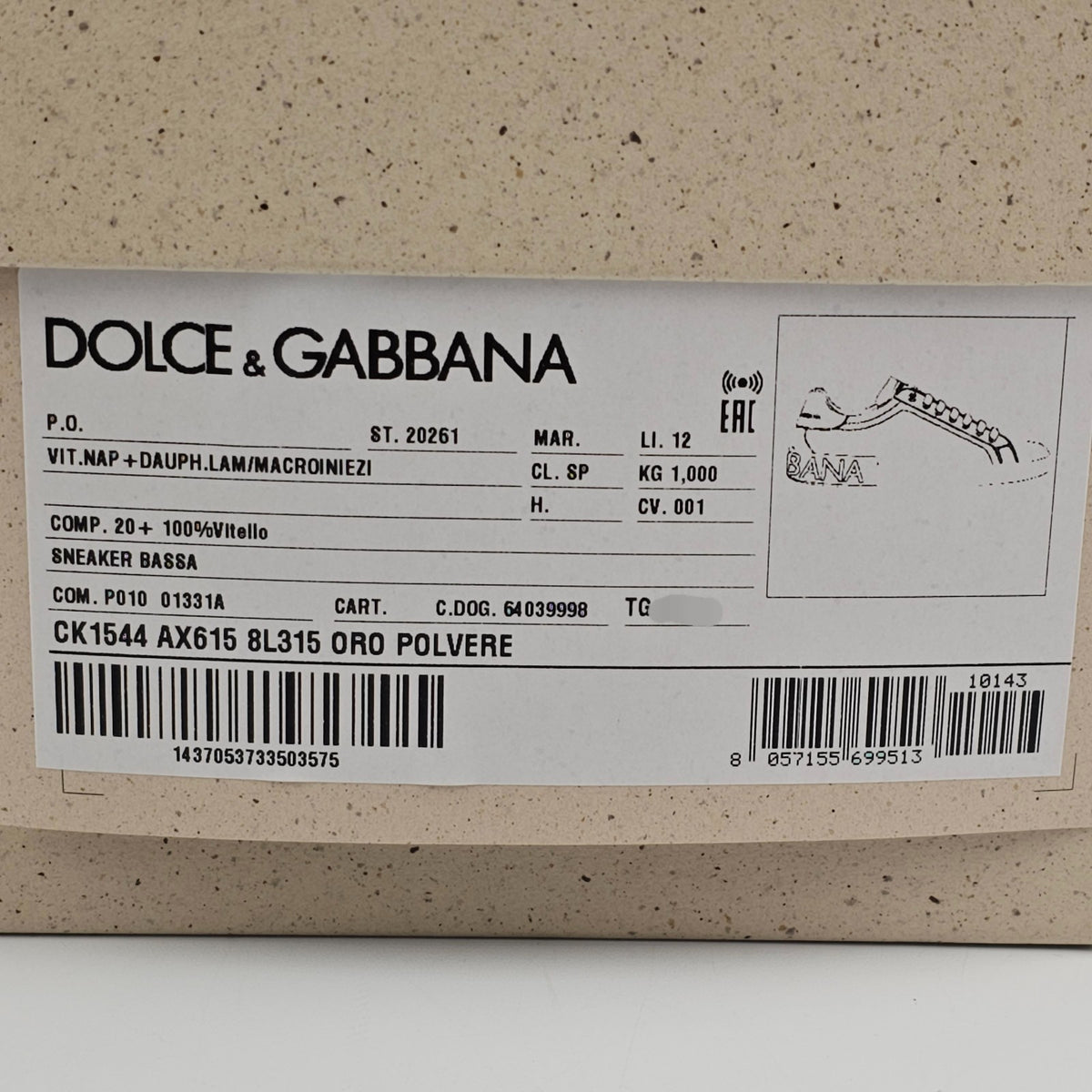 DOLCE&GABBANA Portofino White Leather Sneakers New & Authentic