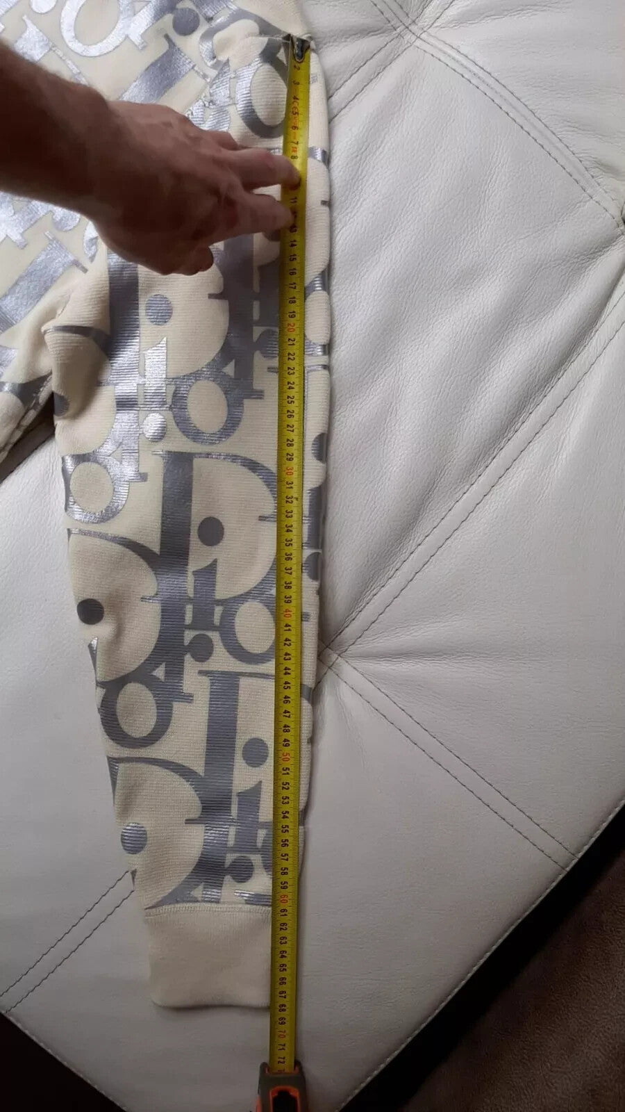 Dior Homme Oblique White/Silver Wool Sweater New Size M
