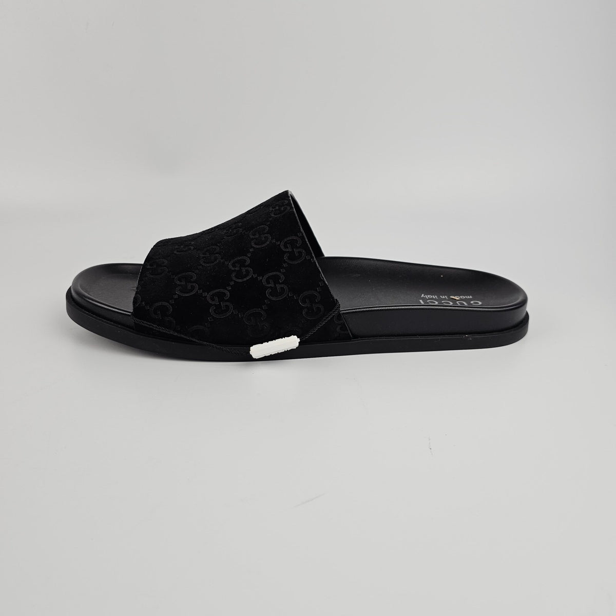 GUCCI $790 Men's Black GG Suede Slide Sandals New & Authentic