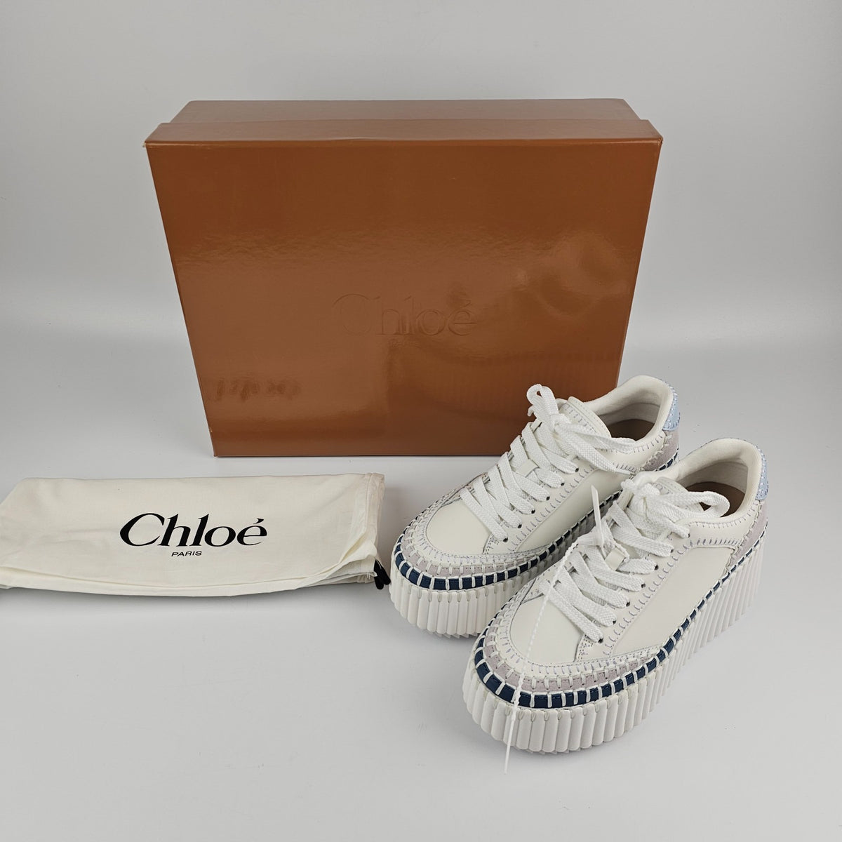Chloe Nama Denim Blue Sneakers New & Authentic