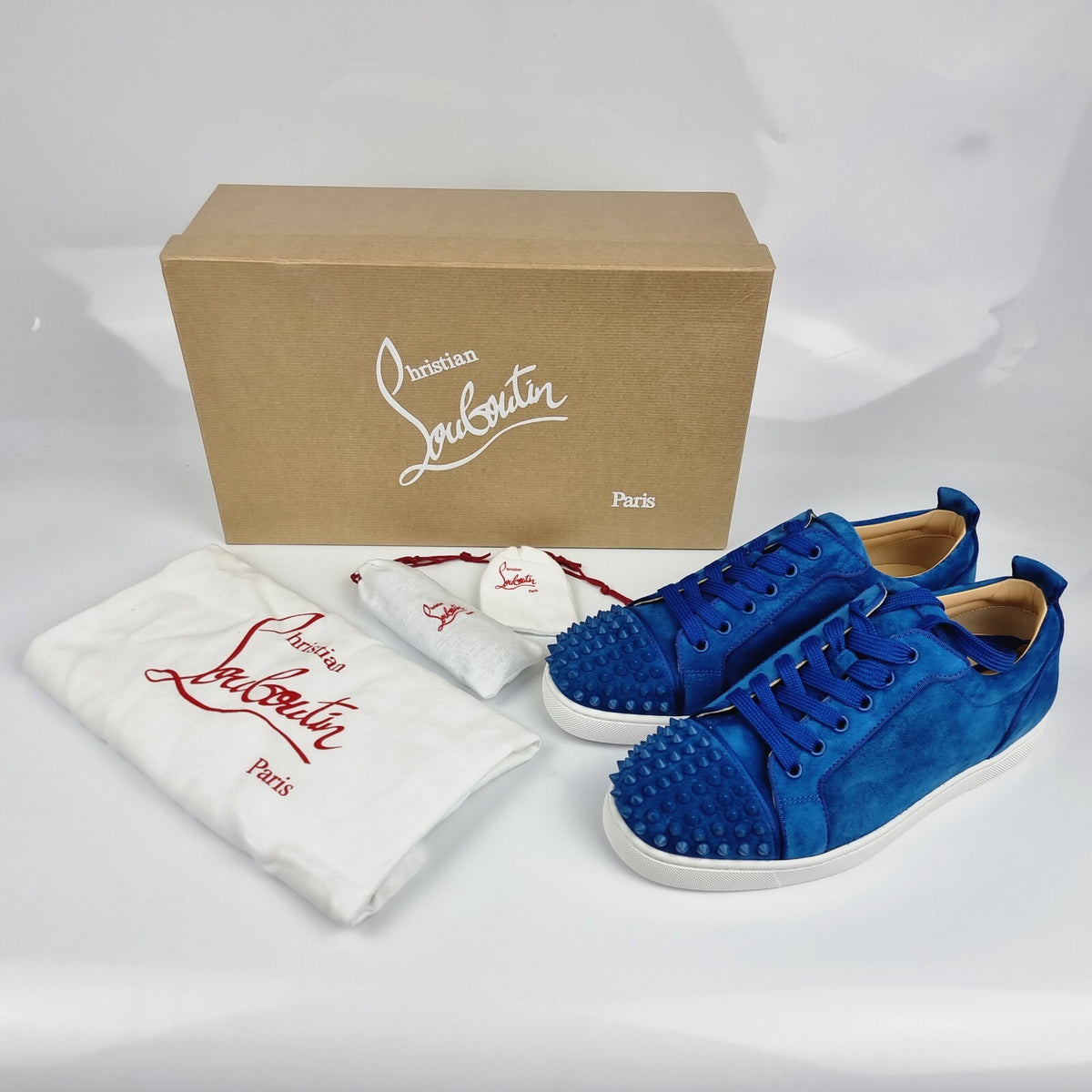 CHRISTIAN LOUBOUTIN Louis Junior Blue Sneakers New Size 41 US 8