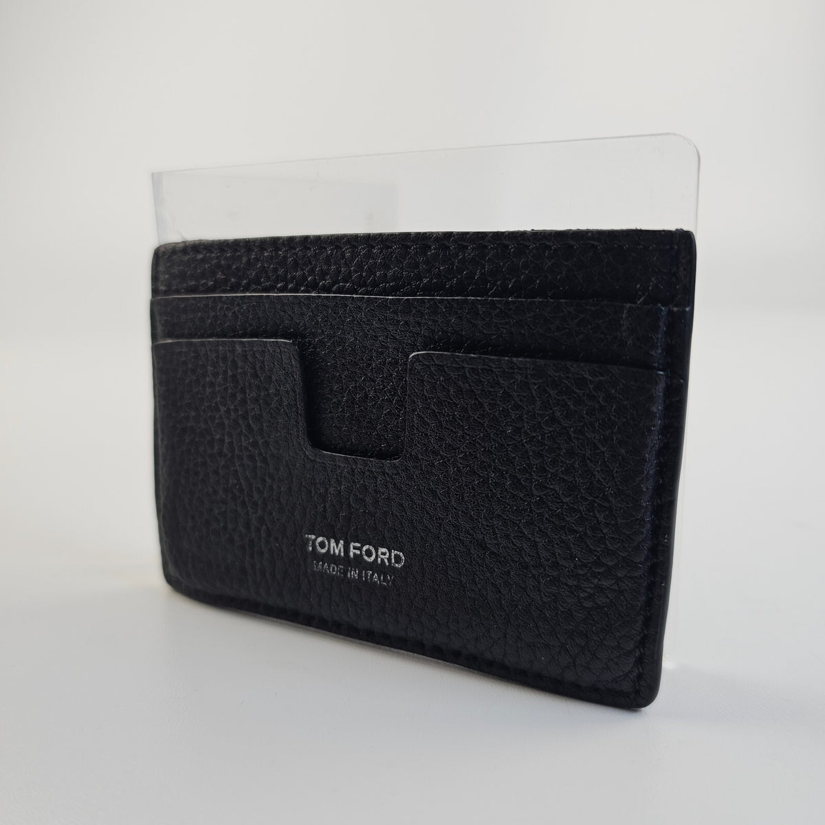 TOM FORD Men's Black Grain Leather Classic Card Holder Used