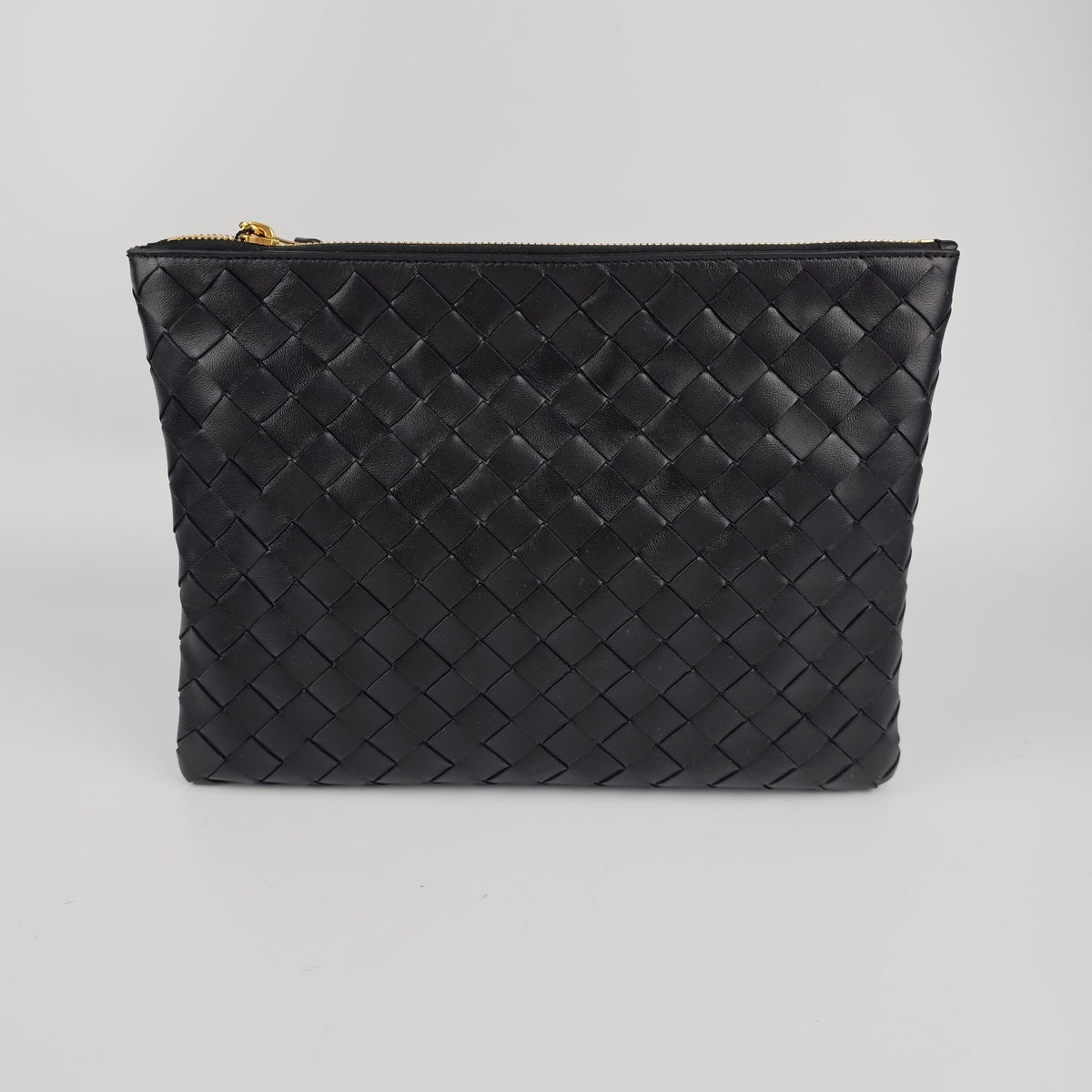 BOTTEGA VENETA Black Small Intrecciato Leather Pouch New & Authentic