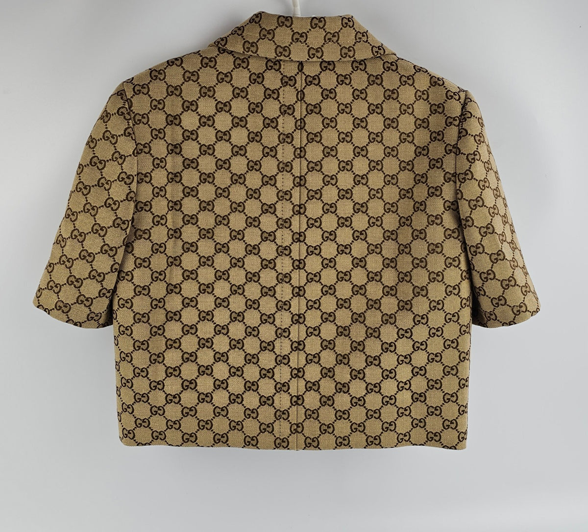 GUCCI $3200 Camel And Dark Brown GG Canvas With Horsebit Jacket New & Authentic