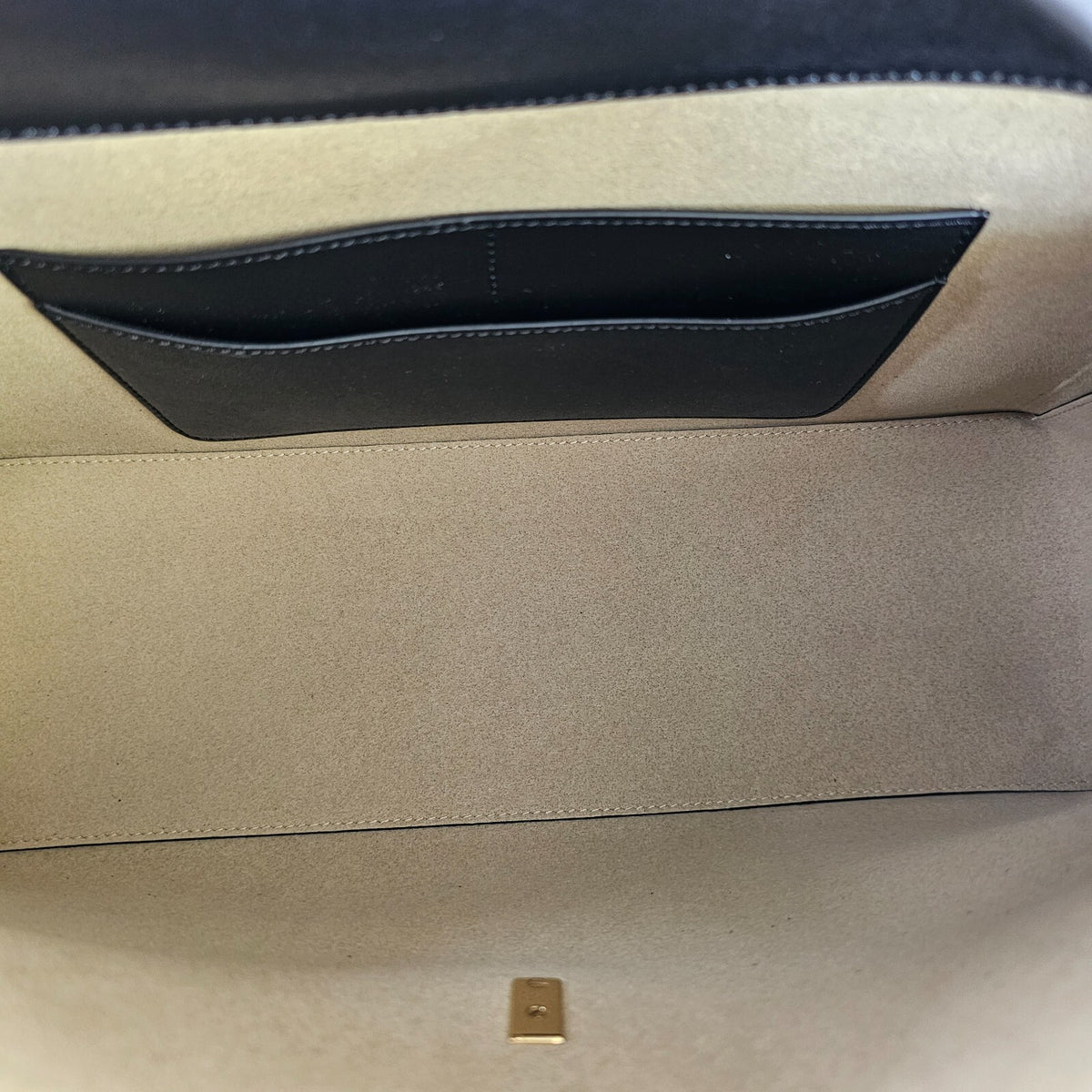 TOTEME T-Lock Black/Gold Leather Top Handle Bag New