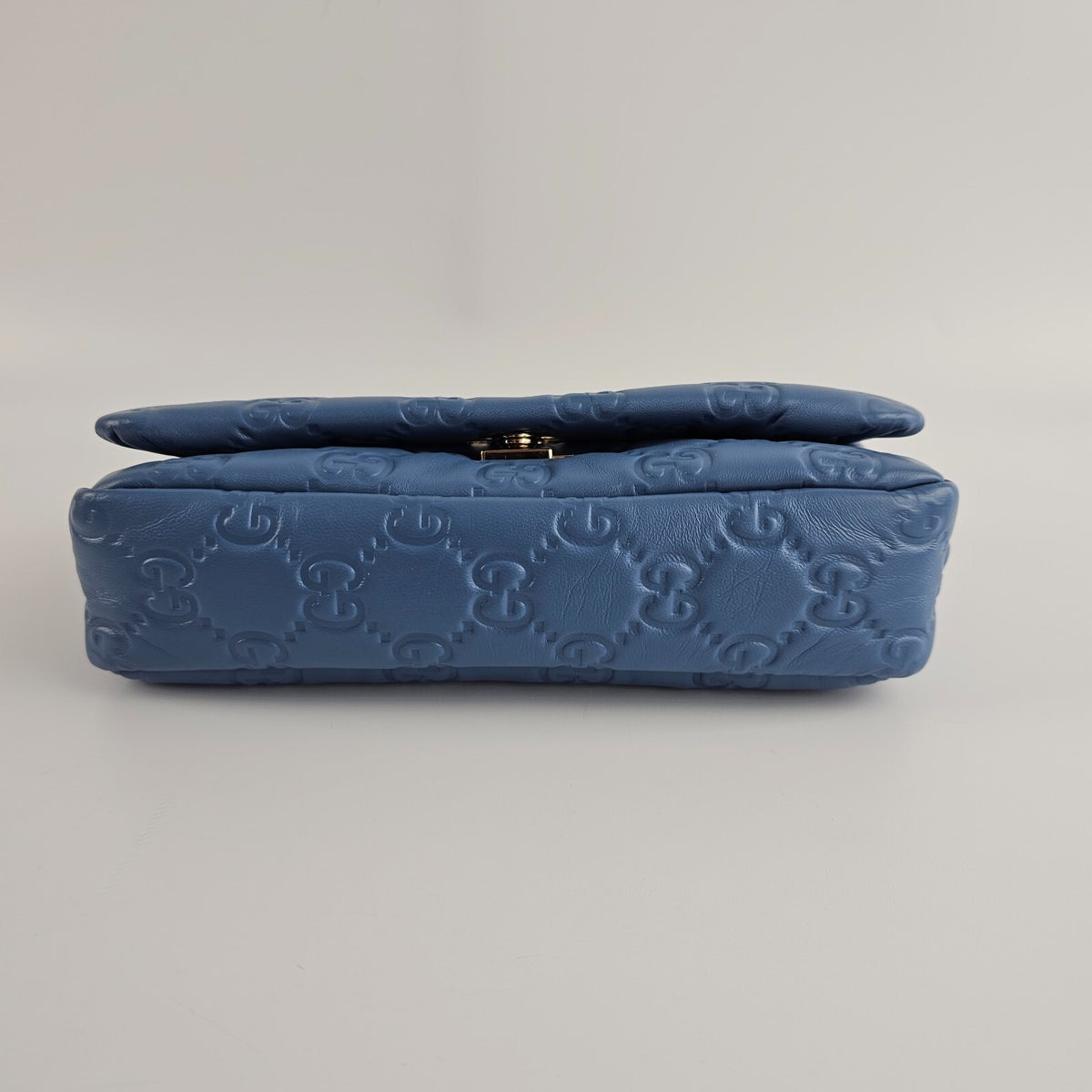 GUCCI Milano GG Small Blue GG Leather Top Handle Bag New/Authentic