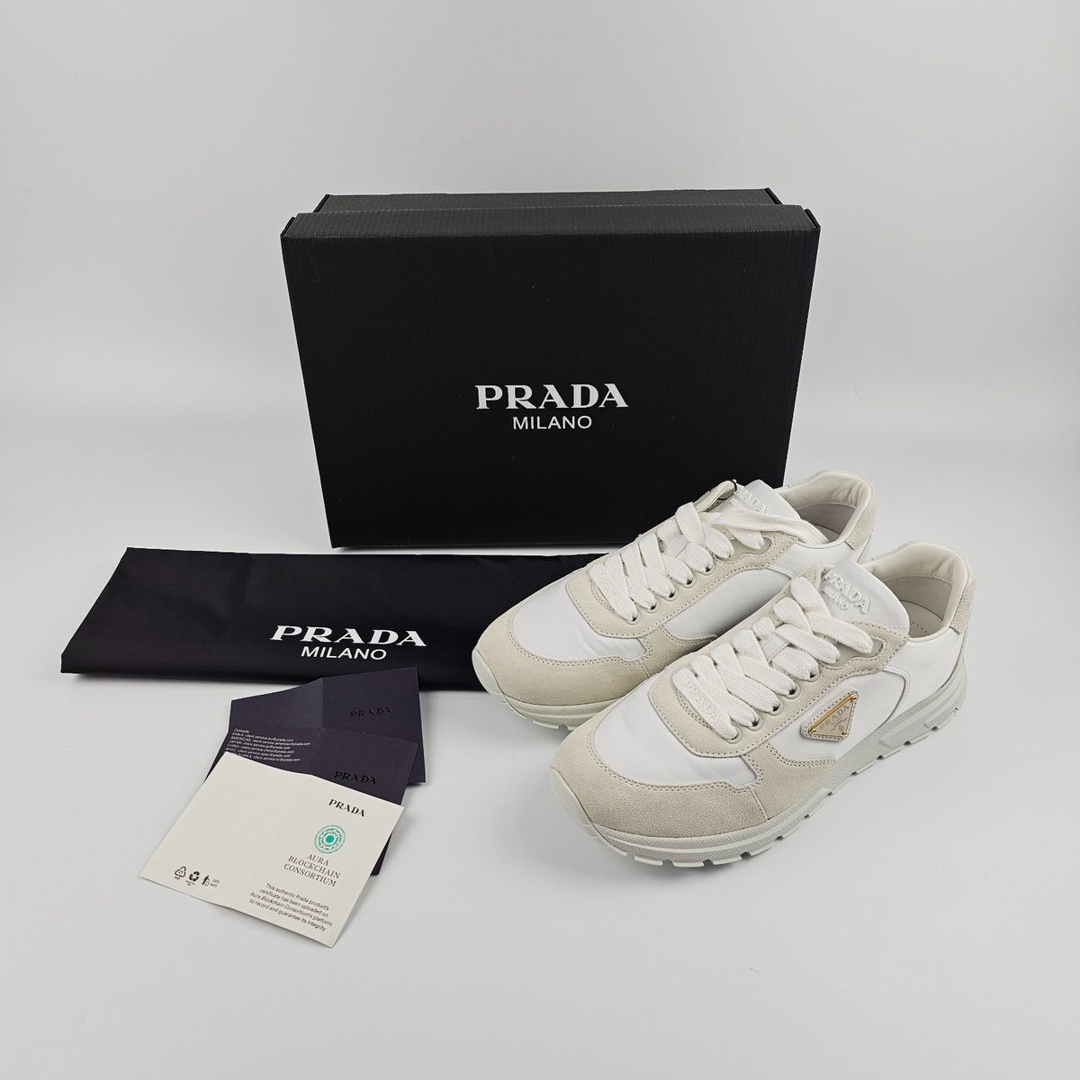 PRADA Prax 2.0 $1100 Women's White Sneakers New And Authentic