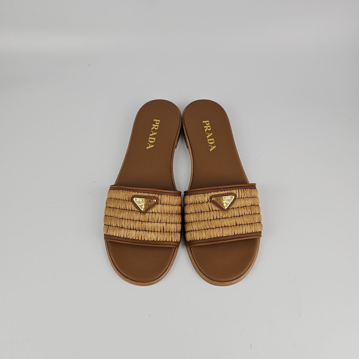 PRADA $1150 Caramel Crochet Slides New & Authentic