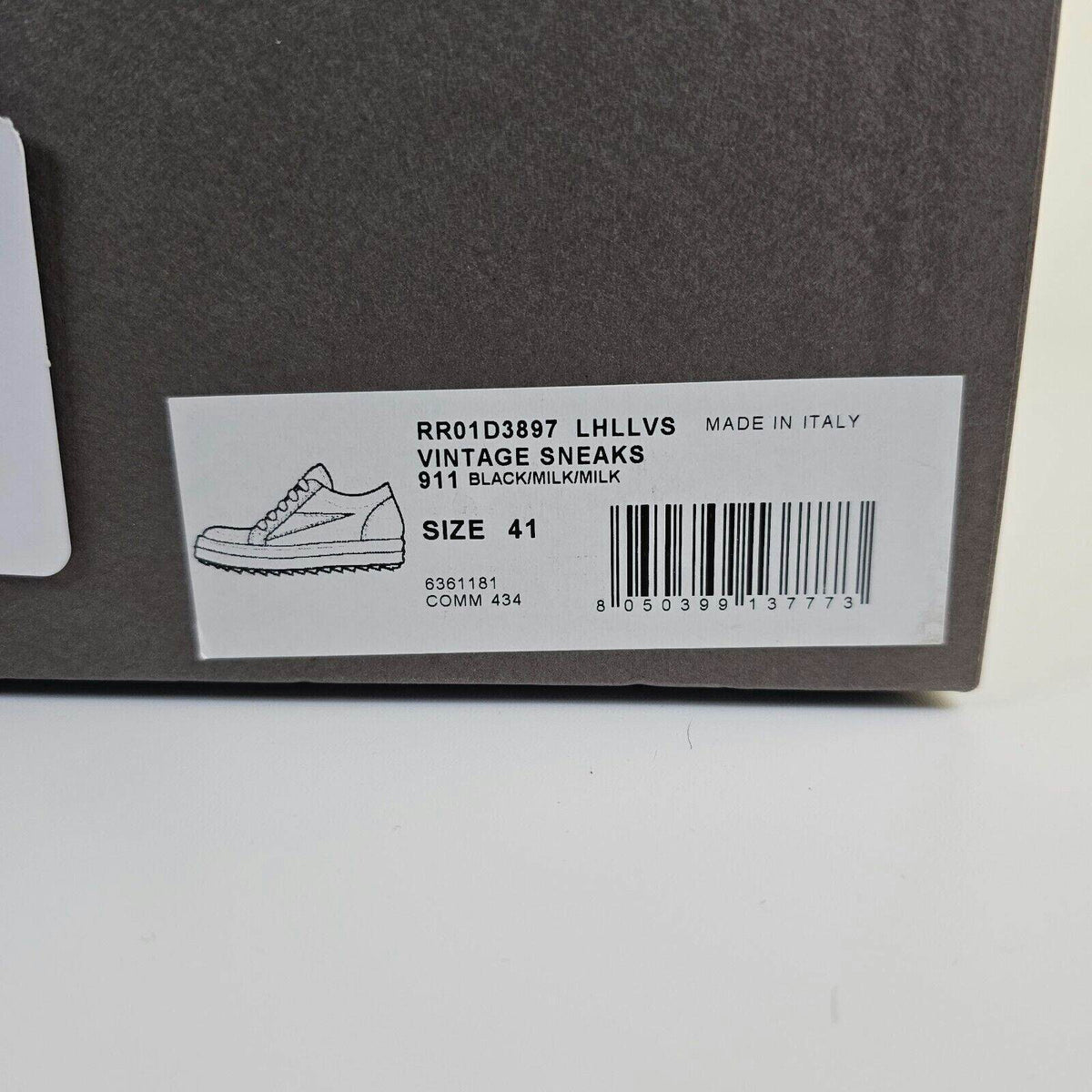 RICK OWENS Black/Milk Vintage Ponyhair Sneakers New Size 41 US 8