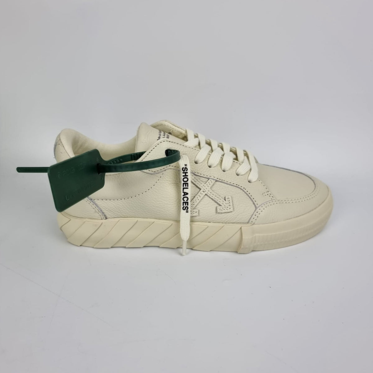 OFF-WHITE Women's Vulcanized Camel Leather Sneakers New Size 38 US 8