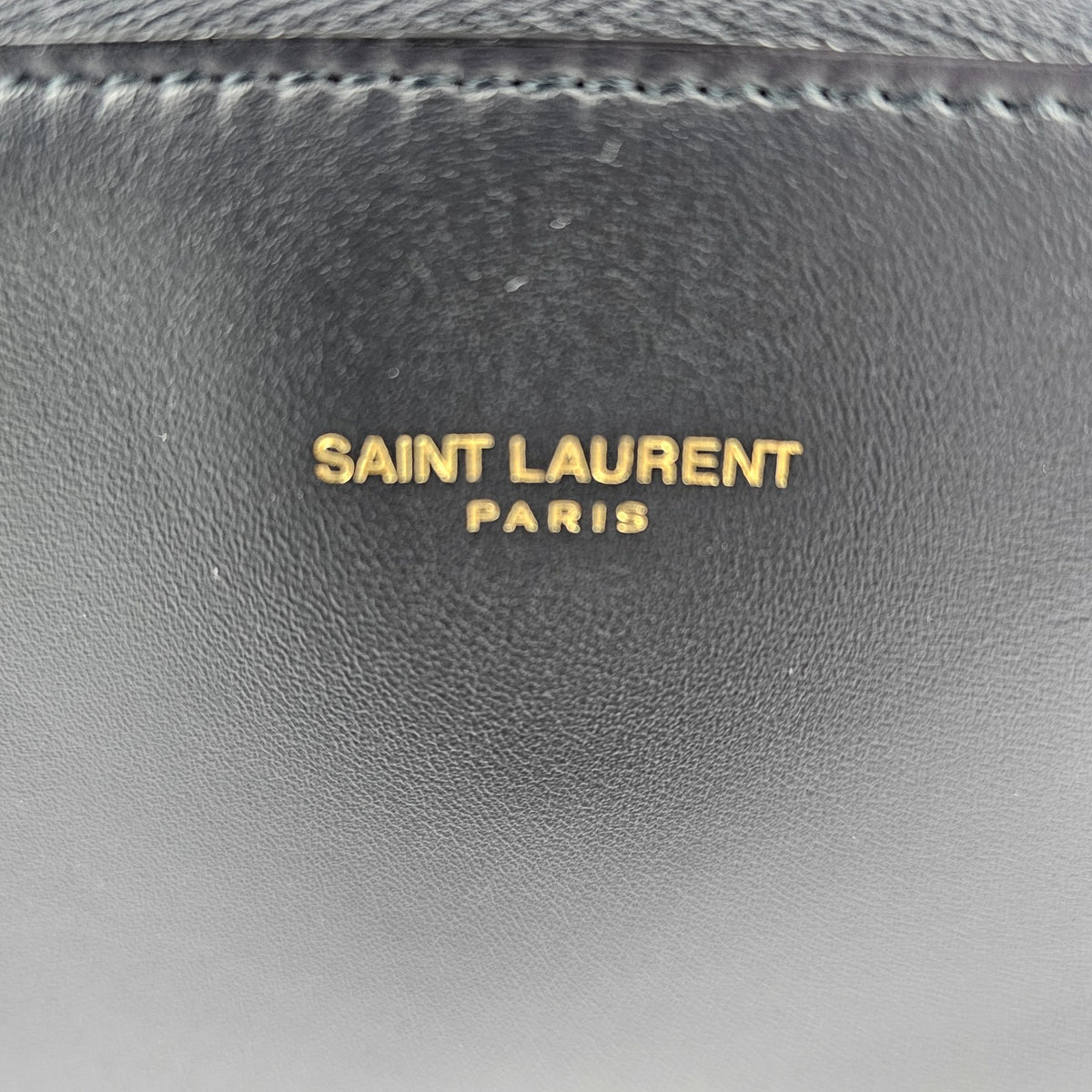 Saint Laurent Le 5 a 7  Large $3200 Black Grained Leather Shoulder Bag New