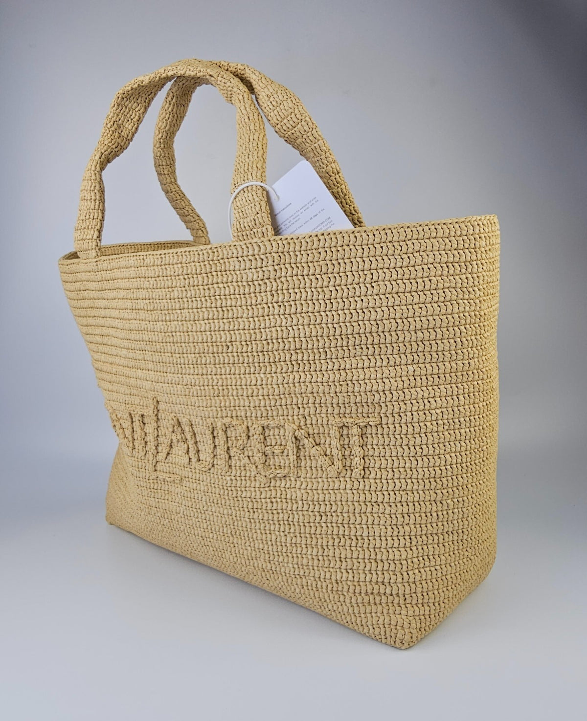 SAINT LAURENT $2550 Natural Raffia Tote Bag New And Authentic