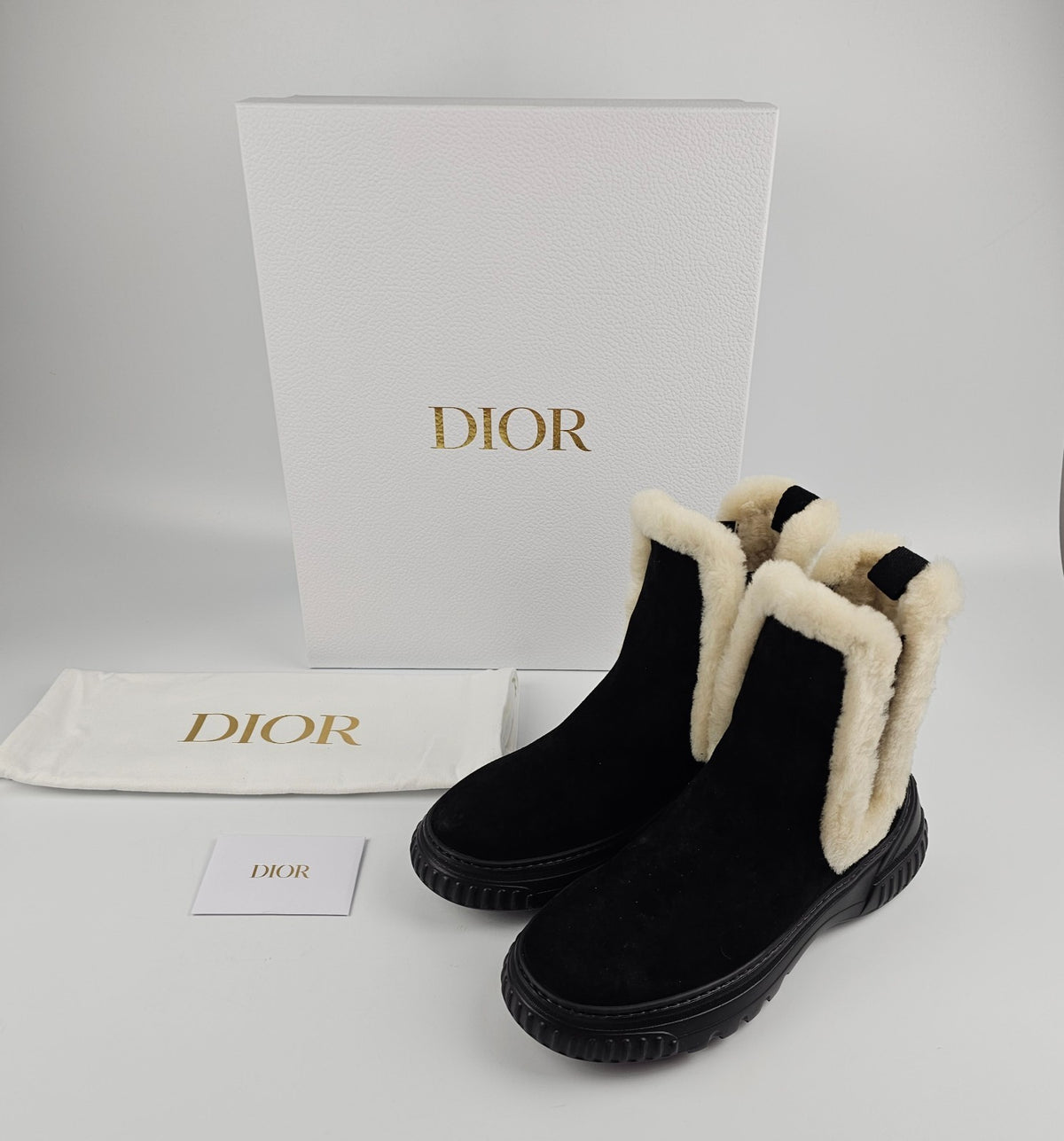 DIOR D-Racer $1550 Black Suede Ankle Boots New & Authentic