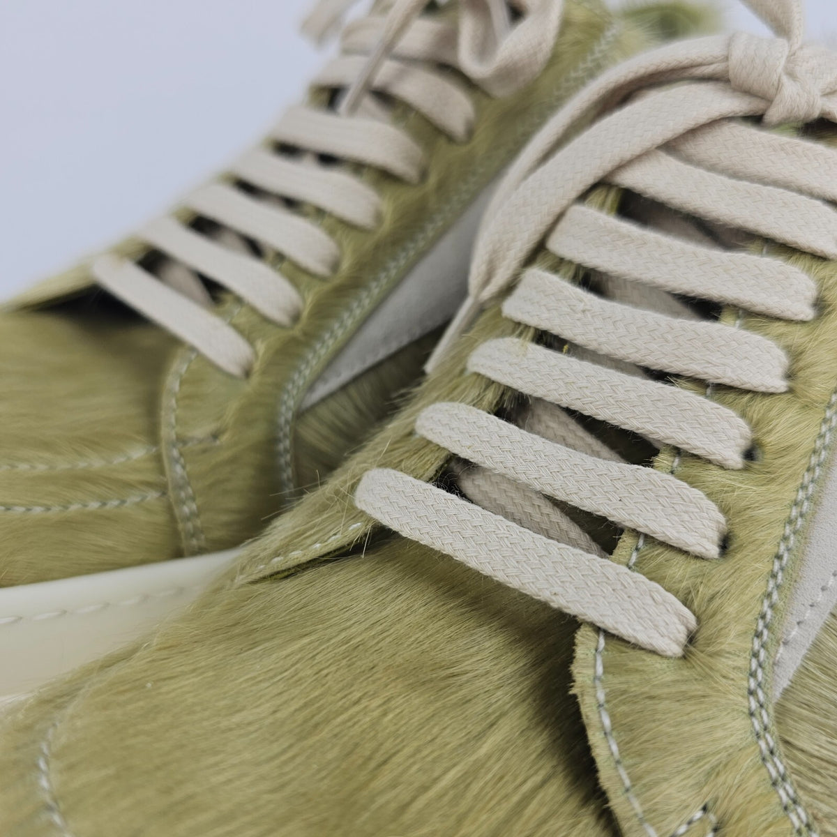 RICK OWENS Dirty Acid/Milk Vintage Leather Low Top Sneakers New Size 40.5 US 7.5