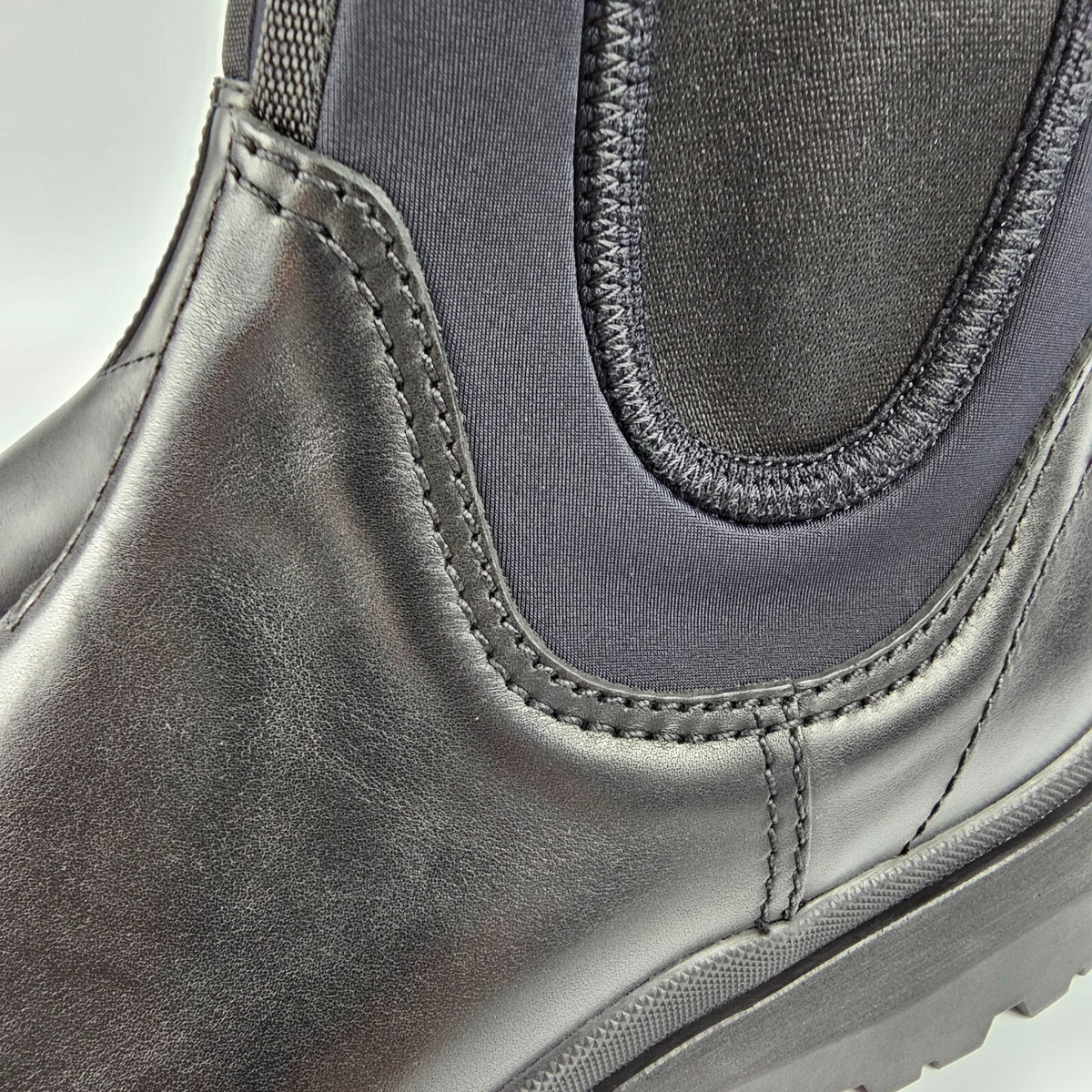 PRADA $1450 Black Leather And Stretch Fabric Chelsea Boots New/Authentic