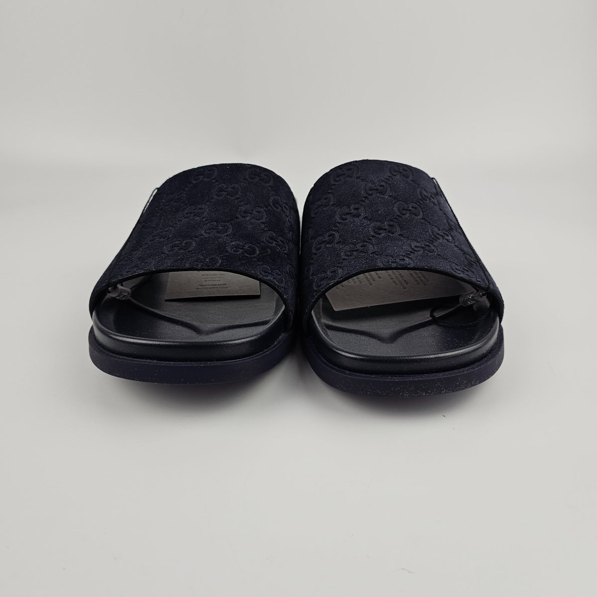 GUCCI Men's Blue GG Suede Slide Sandals New & Authentic