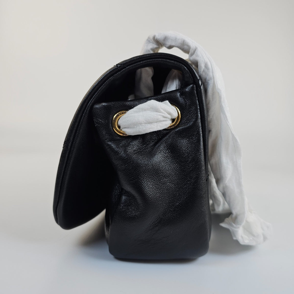 SAINT LAURENT Jamie 4.3 Mini Black And Gold Leather Shoulder Bag New