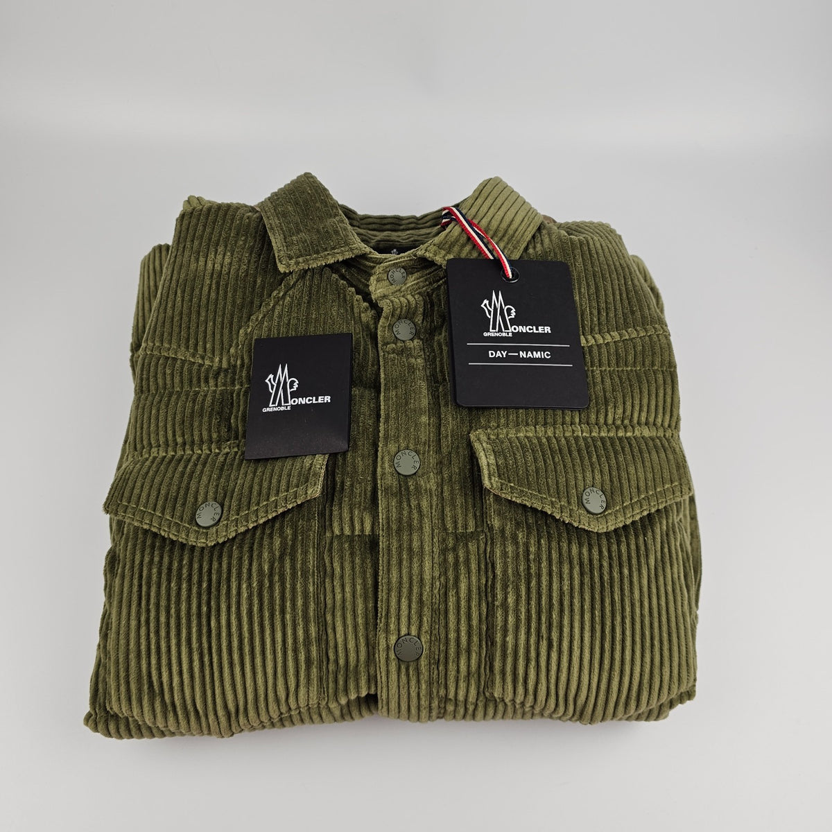 MONCLER GRENOBLE Gelt $1995 Green Corduroy Shirt Down Jacket New