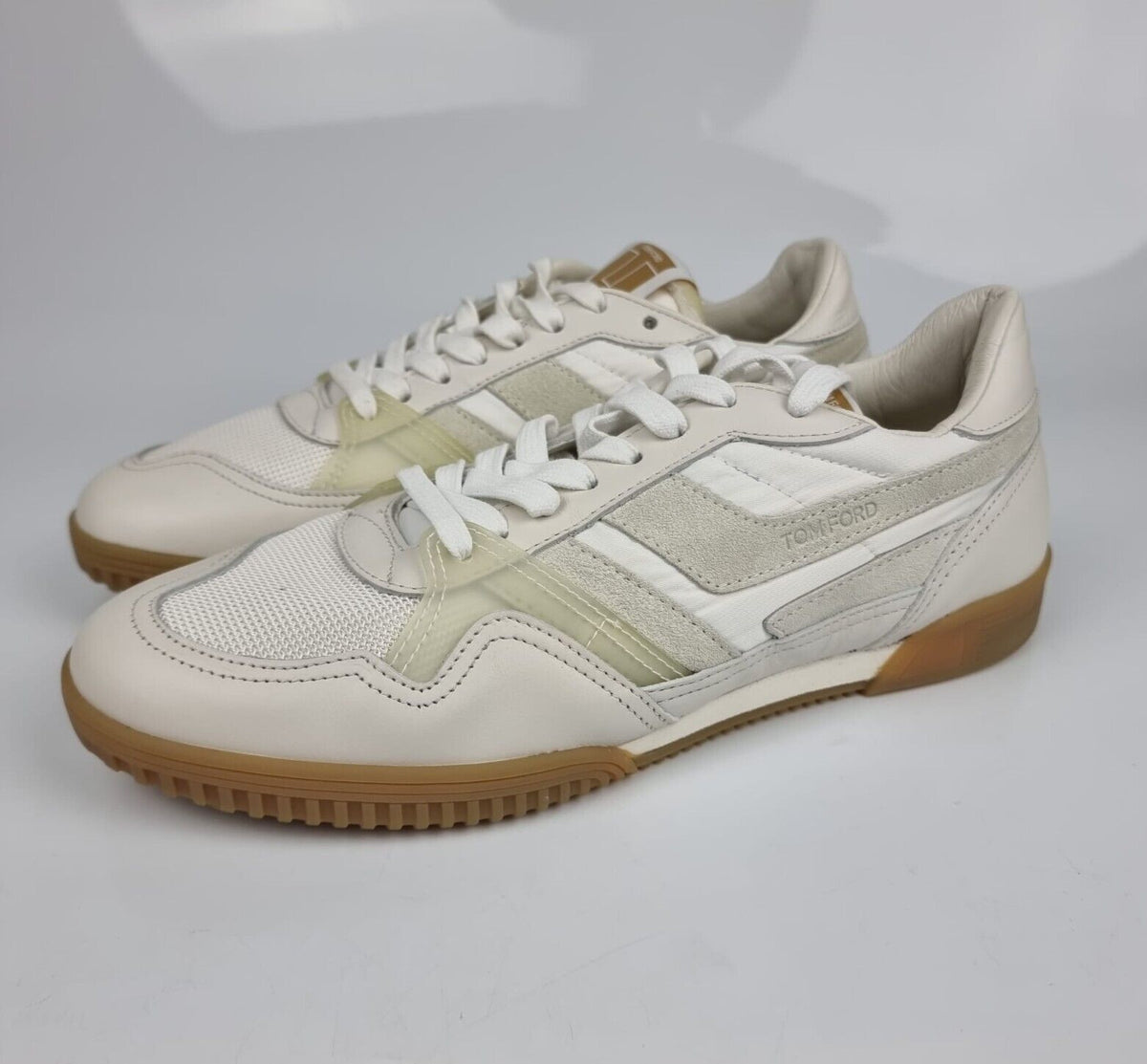 TOM FORD Jackson White Leather Low Top Sneakers New Size US 10 EU 43