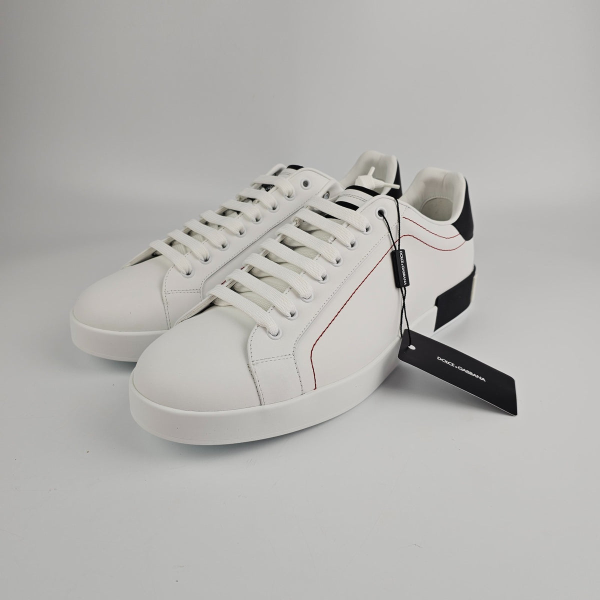 DOLCE&GABBANA Men's Portofino White/Black Leather New & Authentic