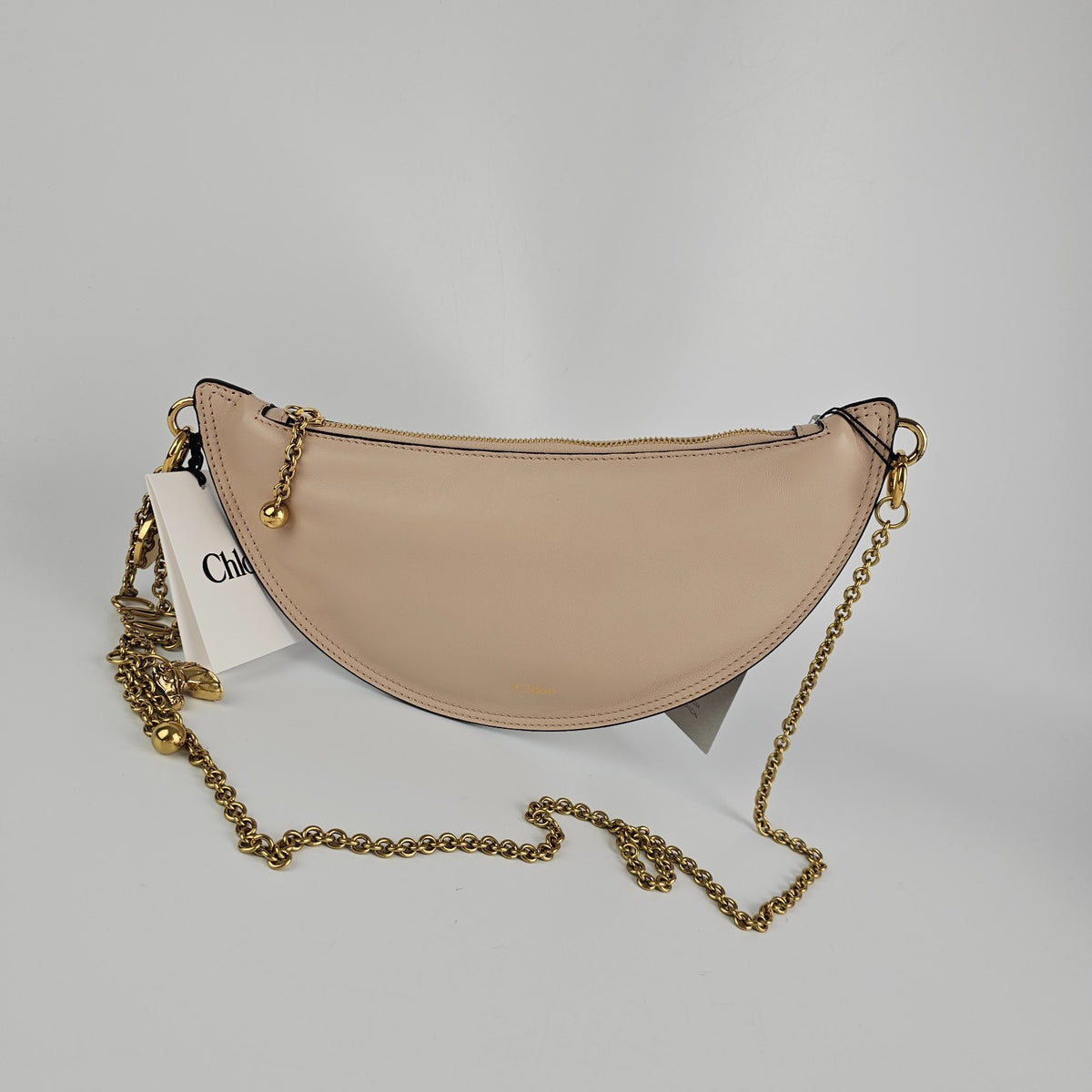 Chloe Icons Halfmoon Mini Beige Shoulder Bag New & Authentic
