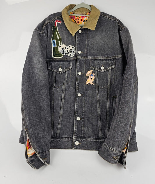 GUCCI Black Vintage Oversized Denim Jacket New Size IT48/M