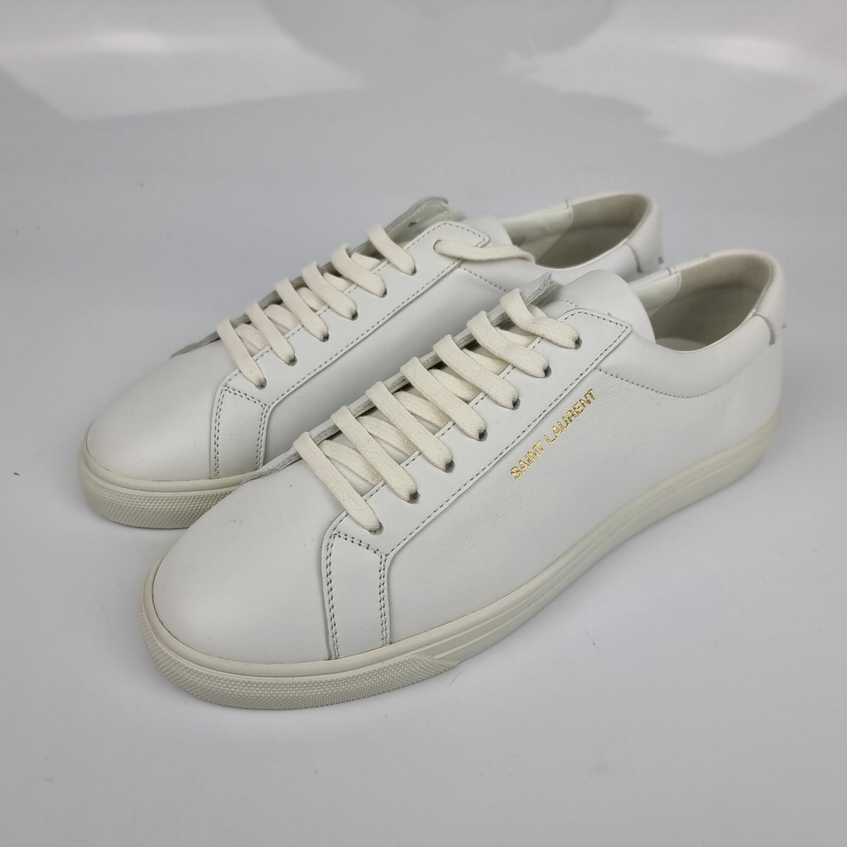 SAINT LAURENT White Andy Low Top Sneakers New