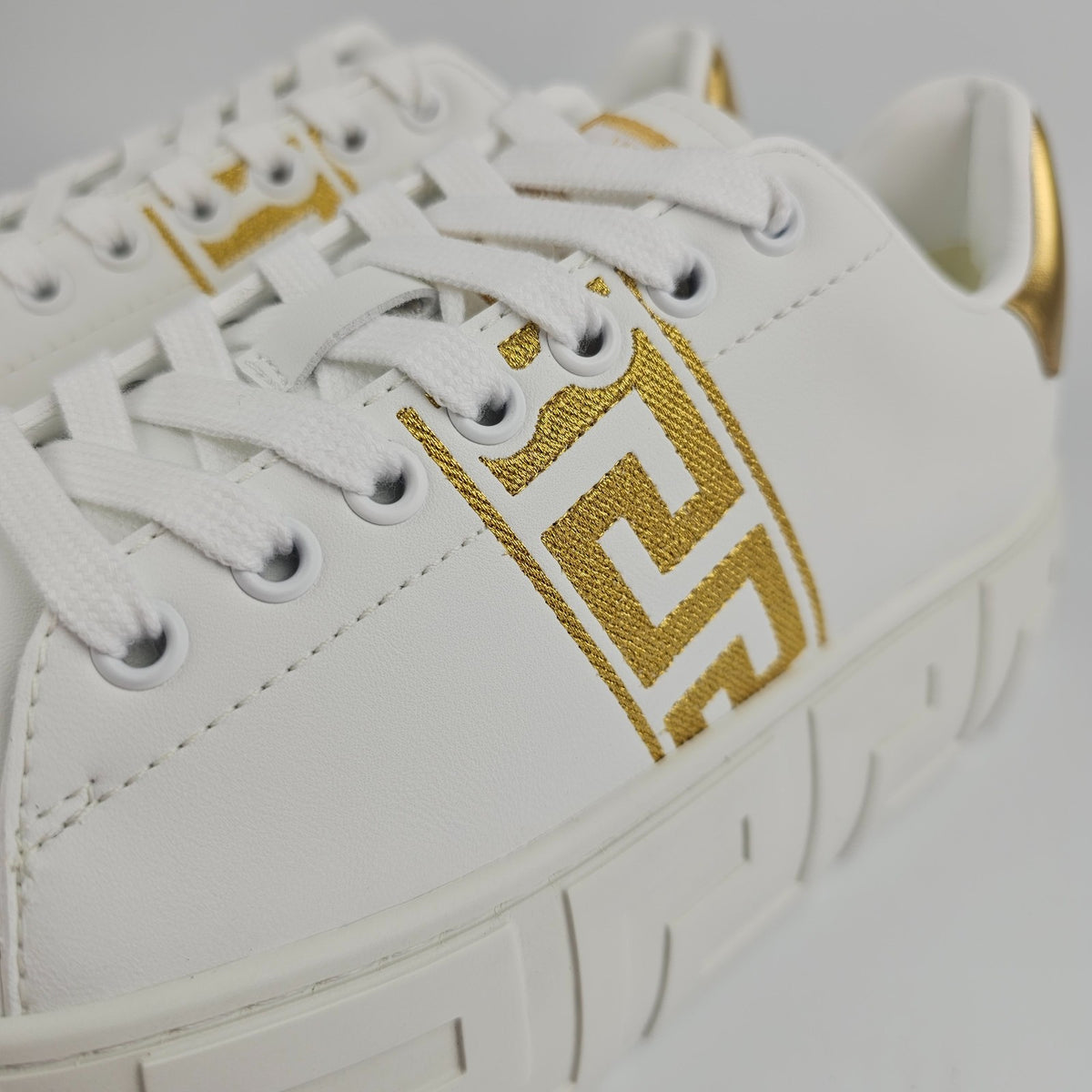 VERSACE Greca White/Gold Sneakers New & Authentic